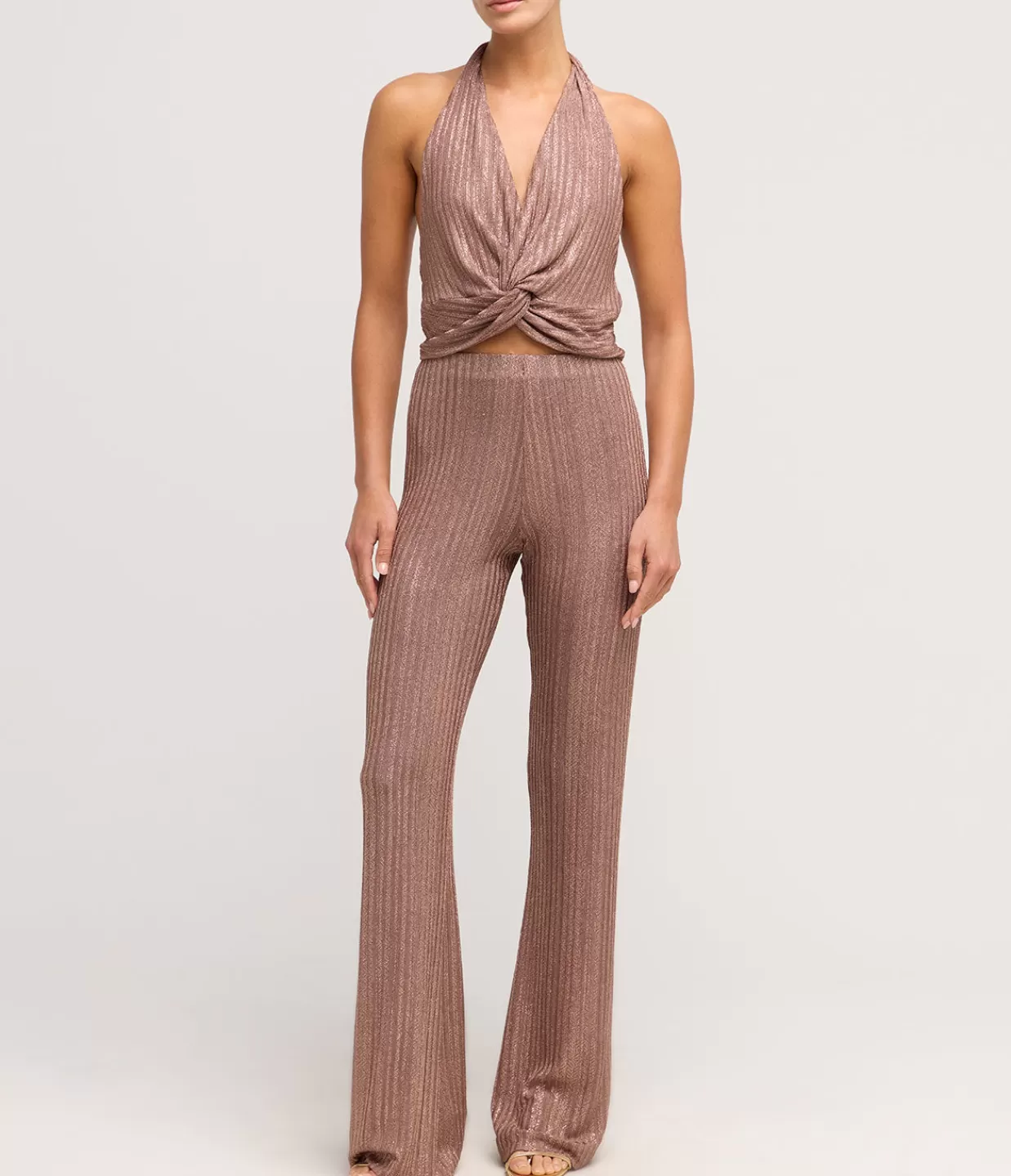 Outlet A-Line Knit Pant In Metallic Toffee Pants