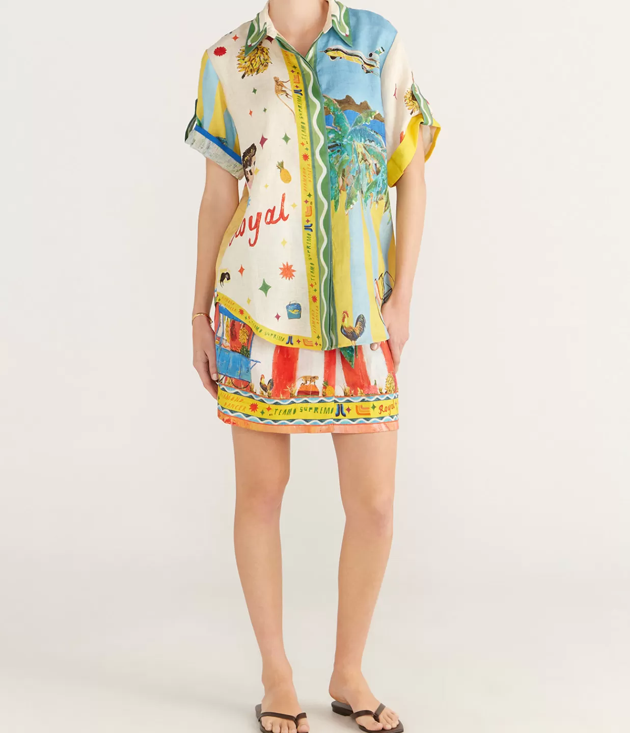 Shop All Aboard Linen Shirt In Multi Tops