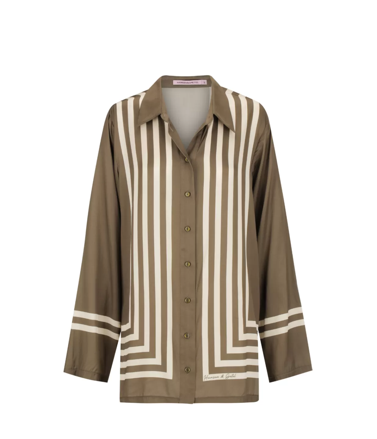 Sale Allora Shirt In Moss Stripe Tops