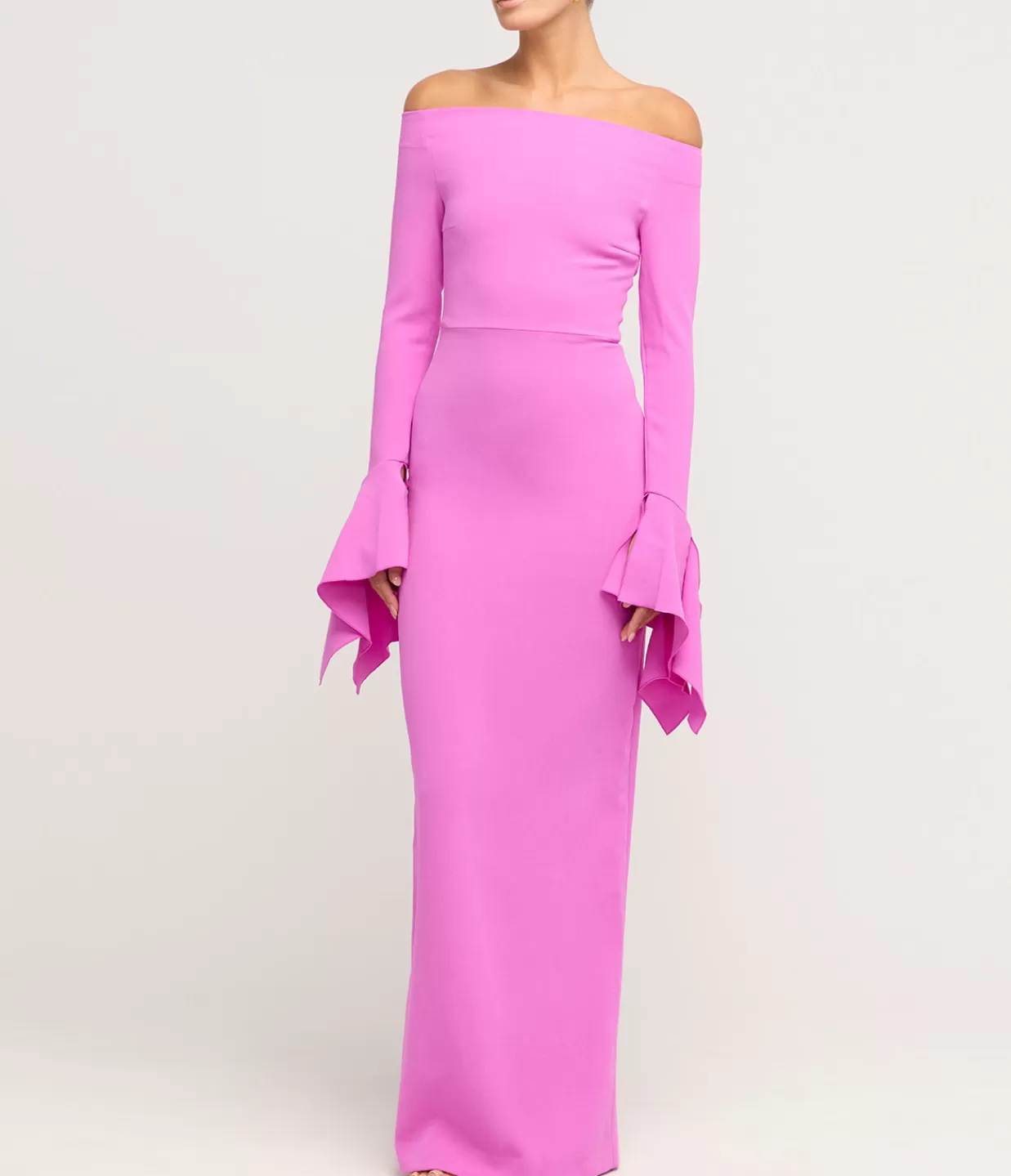 Store Amalie Long Sleeve Crepe Dress In Pink Dresses