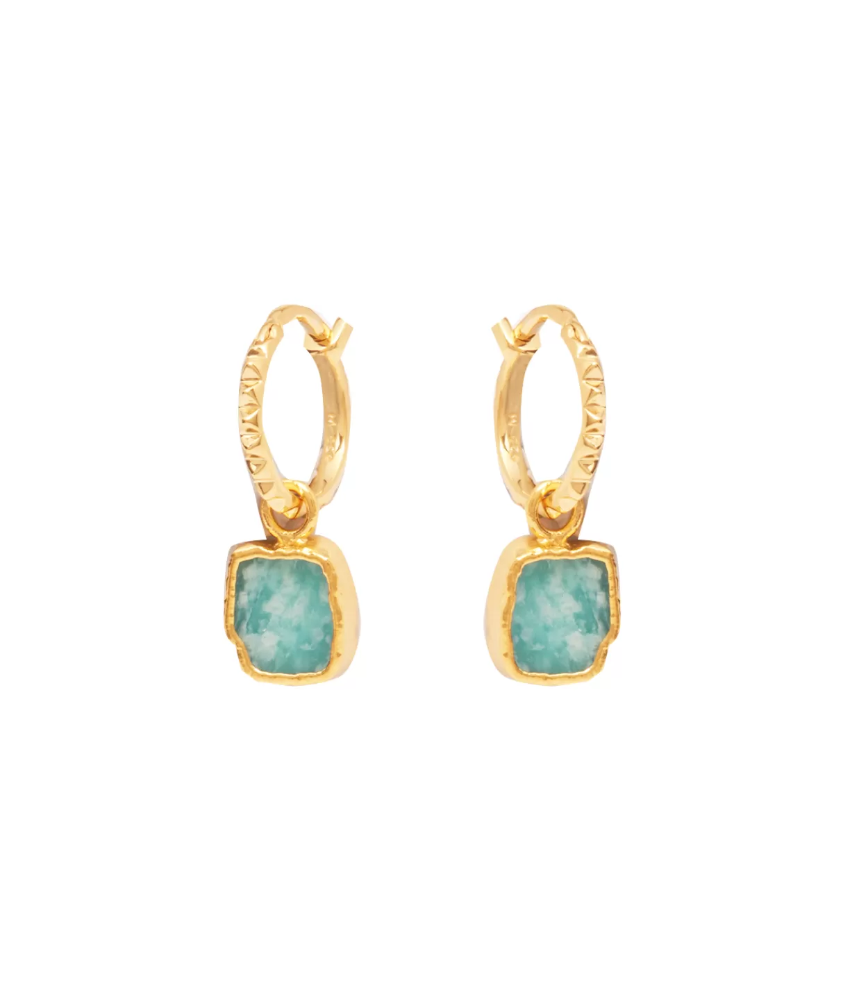 Store Amazonite Mini Charm Pyramid Hoops In Gold Jewellery | Earrings