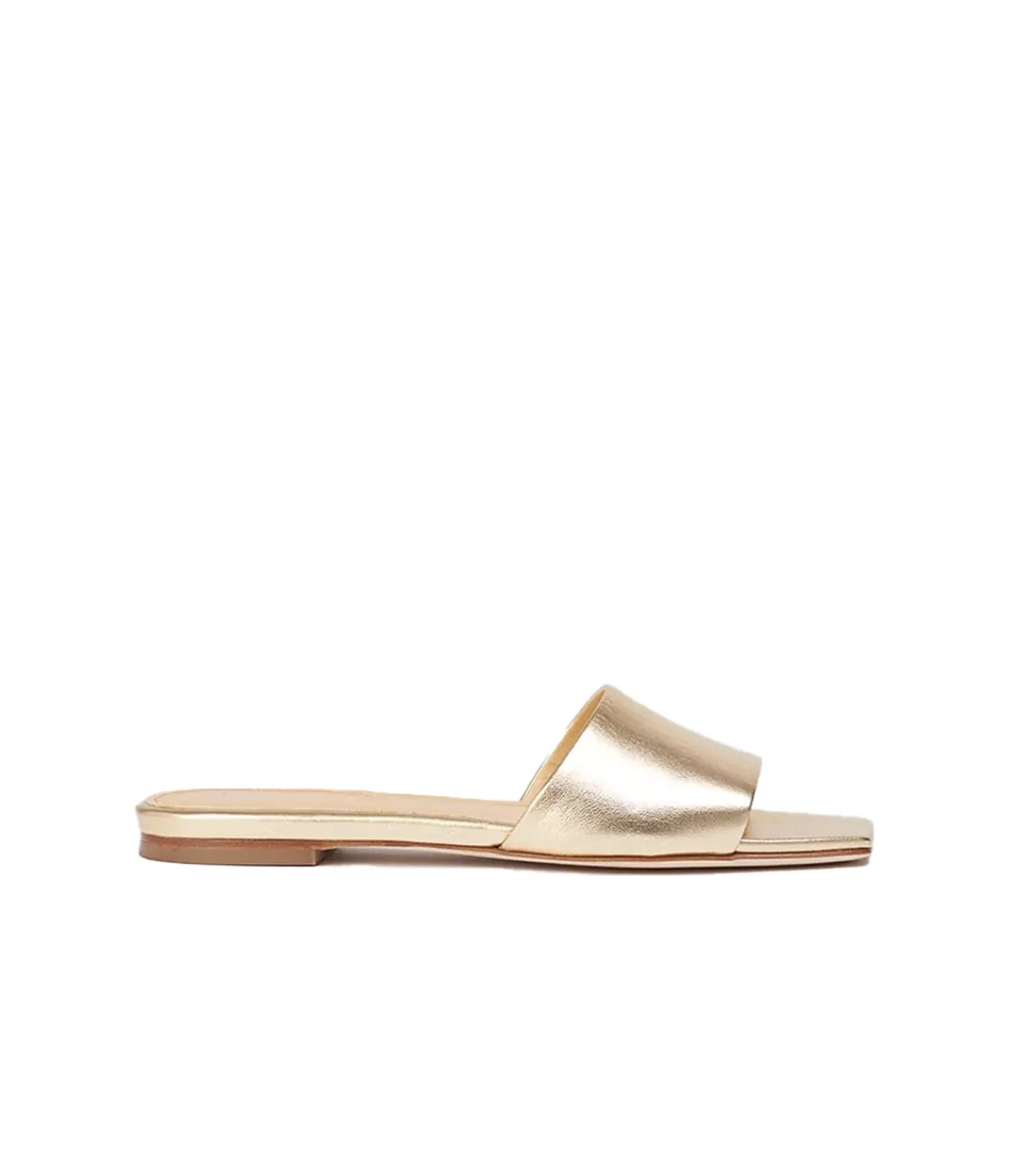 Discount Anna Laminated Nappa Leather Flat In Gold Flat Sandals