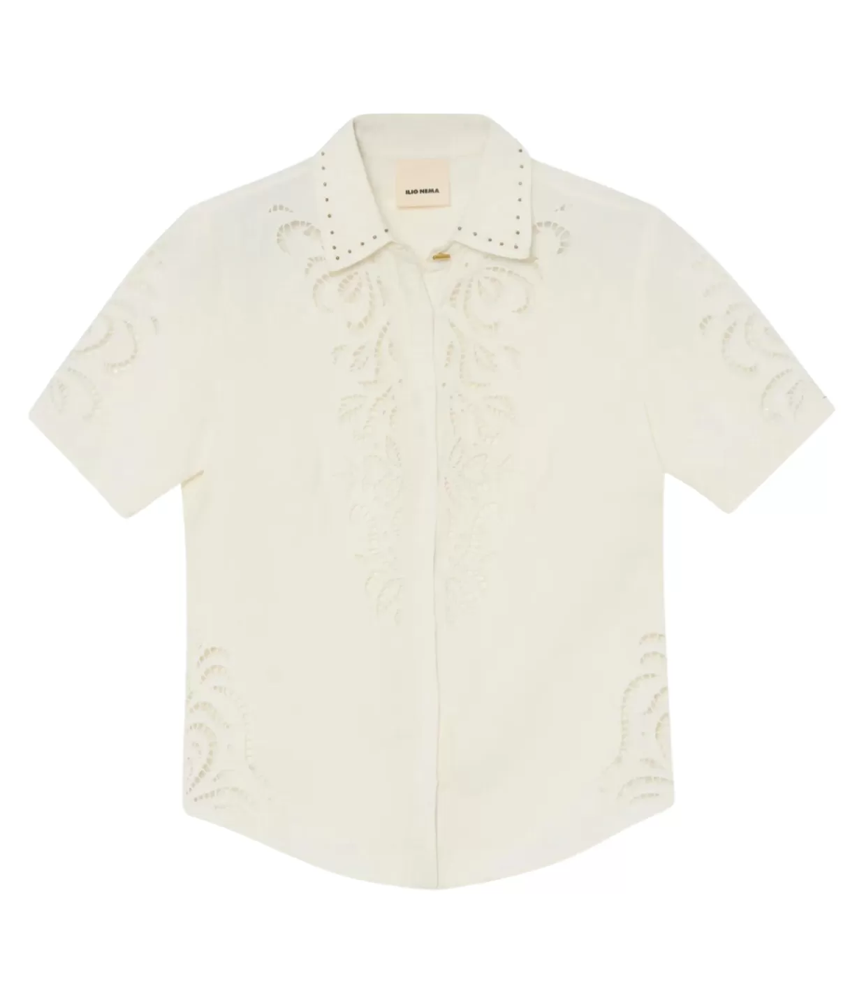 Best Anystos Linen Embroided Shirt In White Tops