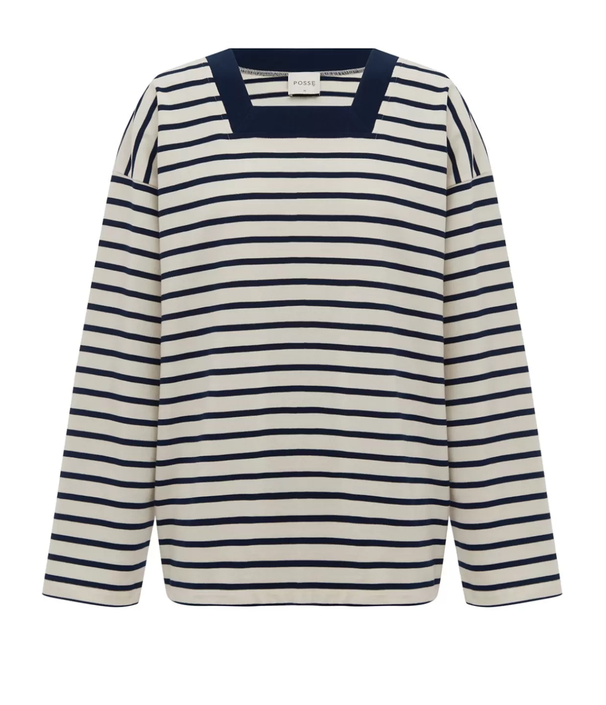 Cheap Archie Long Sleeve Top In Navy And Cream Stripe Tops