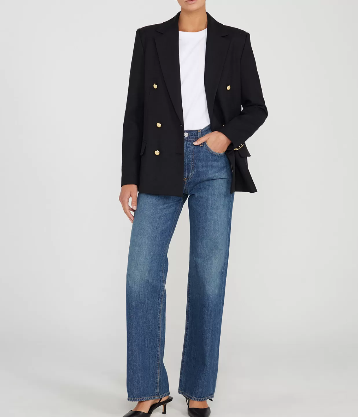 Store Becky Double Breasted Blazer In Black Jackets & Outerwear