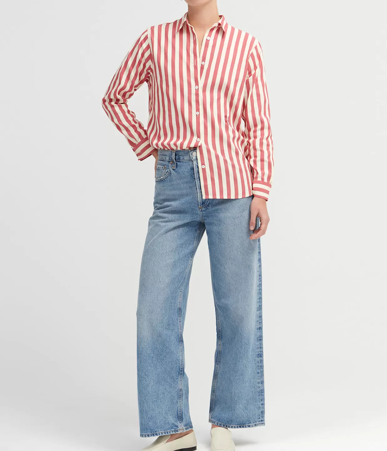 Outlet Buoy Striped Shirt In Red And Off White Tops