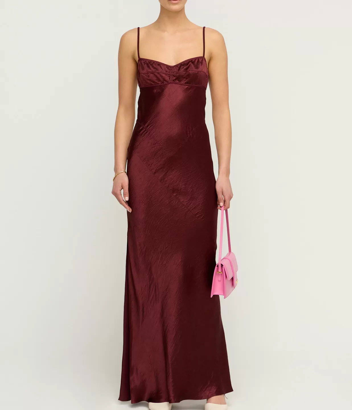 Store Bustier Slip Maxi Dress In Burgundy Dresses