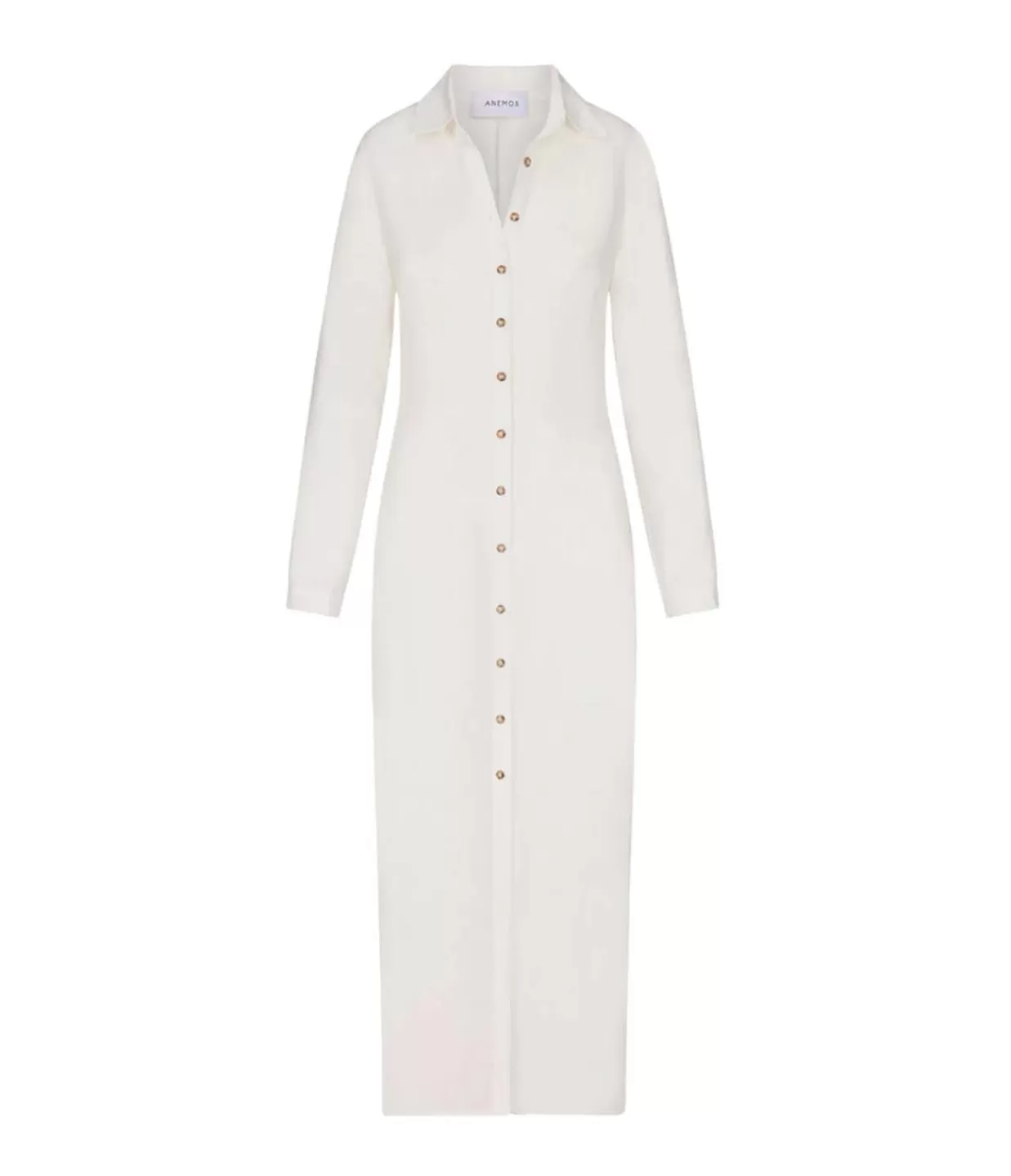 Store Button Down Cupro Maxi Shirt Dress In White Dresses