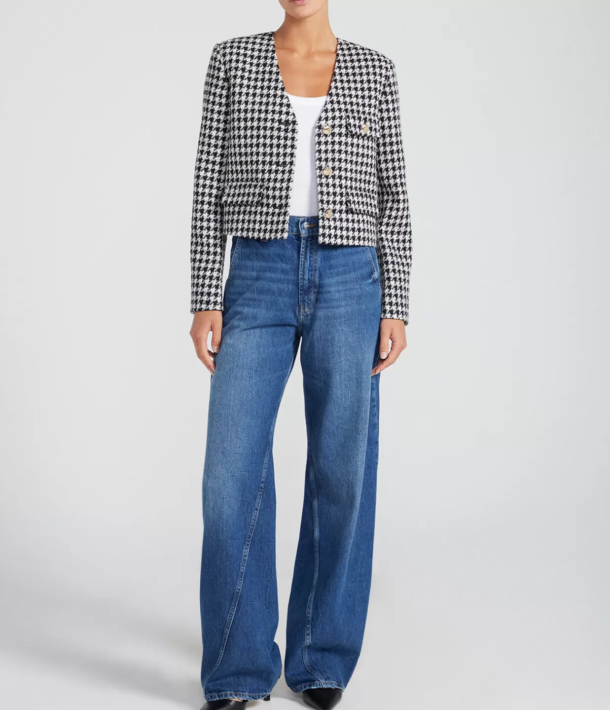 Cheap Cara Jacket In Cream And Black Houndstooth Jackets & Outerwear