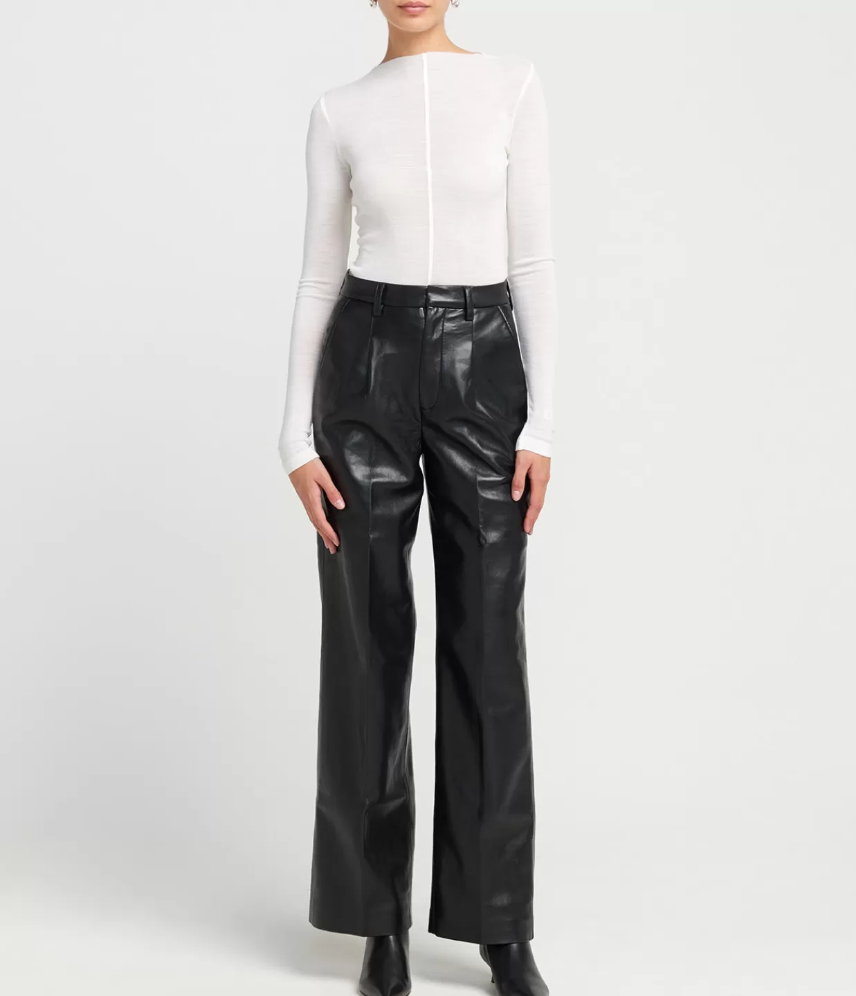 Fashion Carmen Recycled Leather Pant In Black Pants