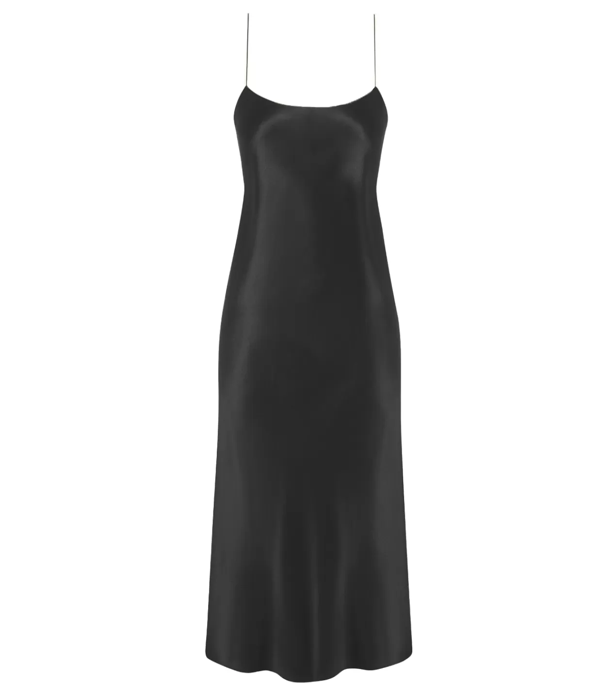 Fashion Carolyn Silk Slip Midi Dress In Black Dresses