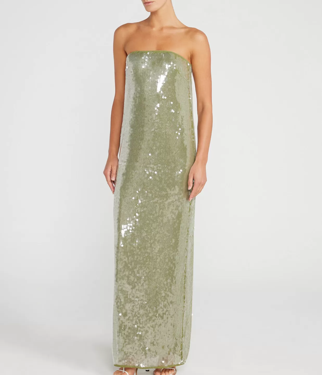 Clearance Casey Strapless Dress In Garden Moss Dresses