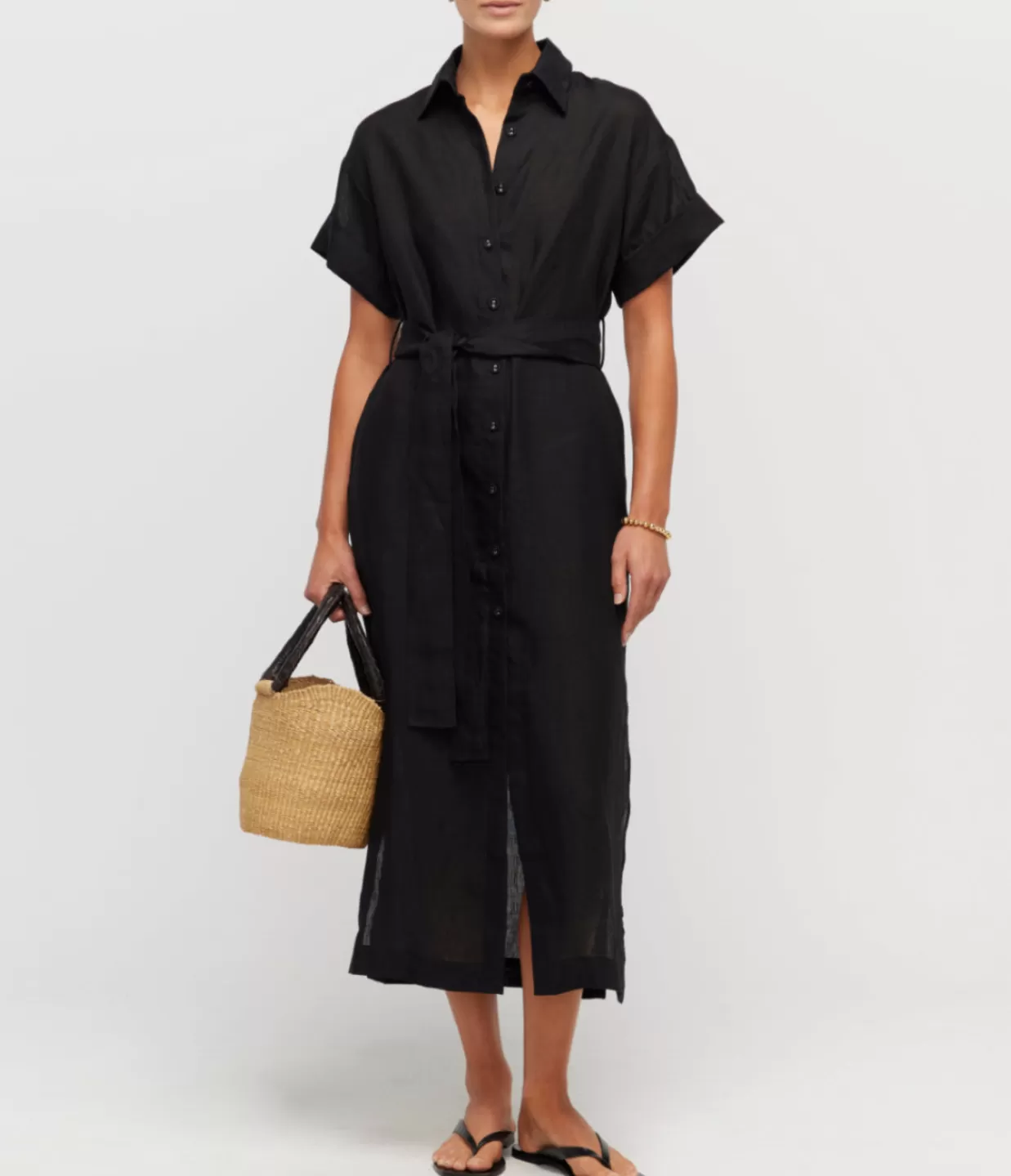 Discount Casilda Linen Shirt Dress In Black Dresses