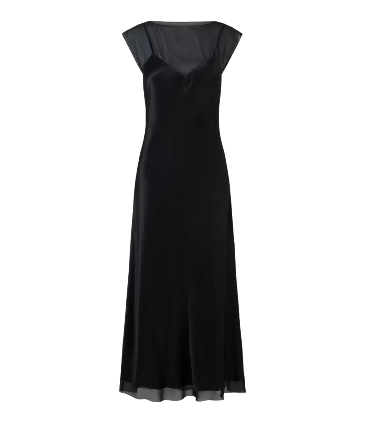 Shop Chiffon Layered Slip Midi Dress In Black Dresses