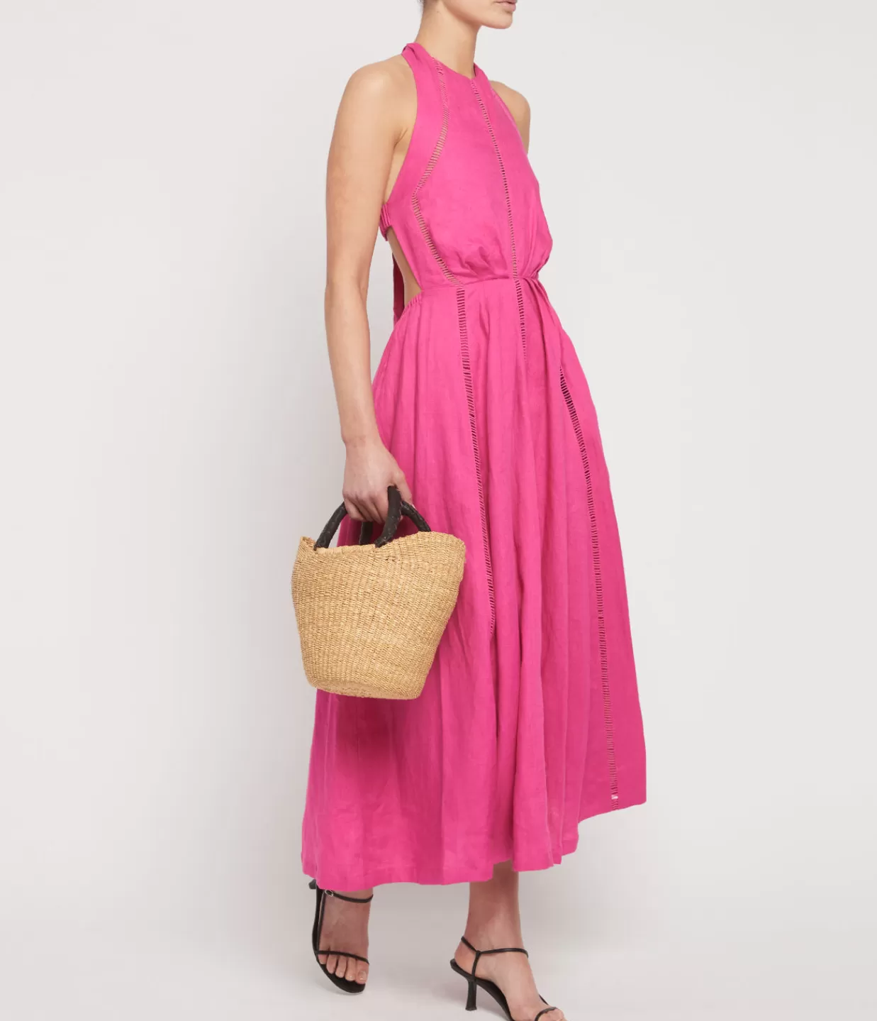 Outlet Chloe Linen Midi Dress In Pink Dresses