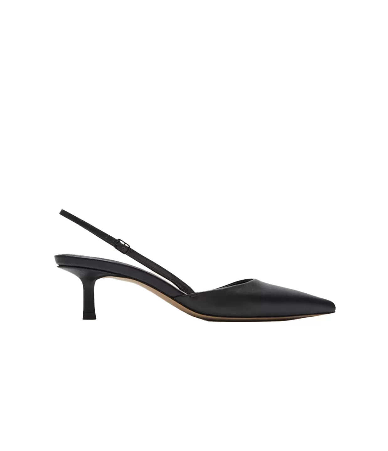 Shop Clara Point Heel In Black Leather Heels & Pumps