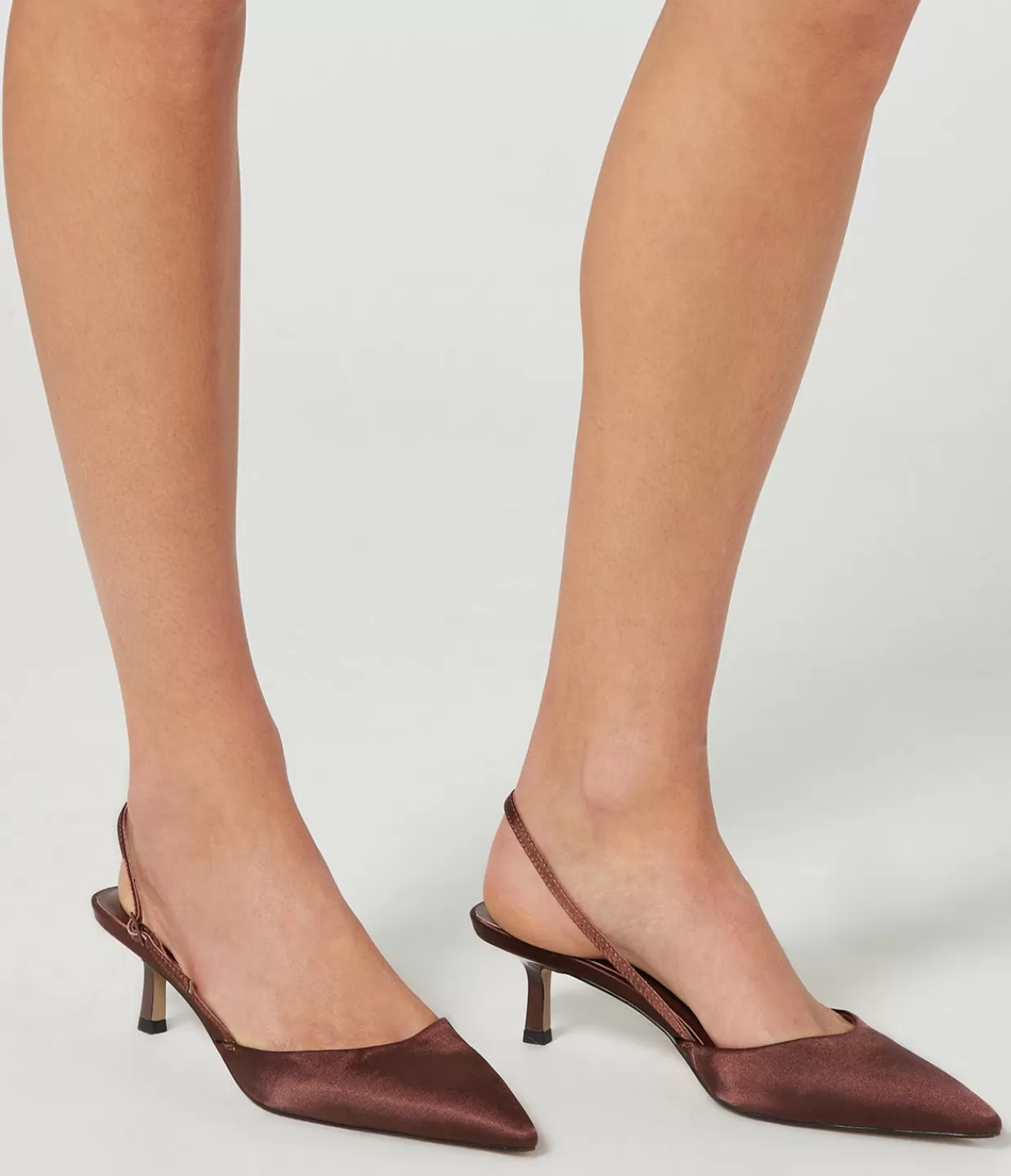 Fashion Clara Point Heel In Chocolate Satin Heels & Pumps