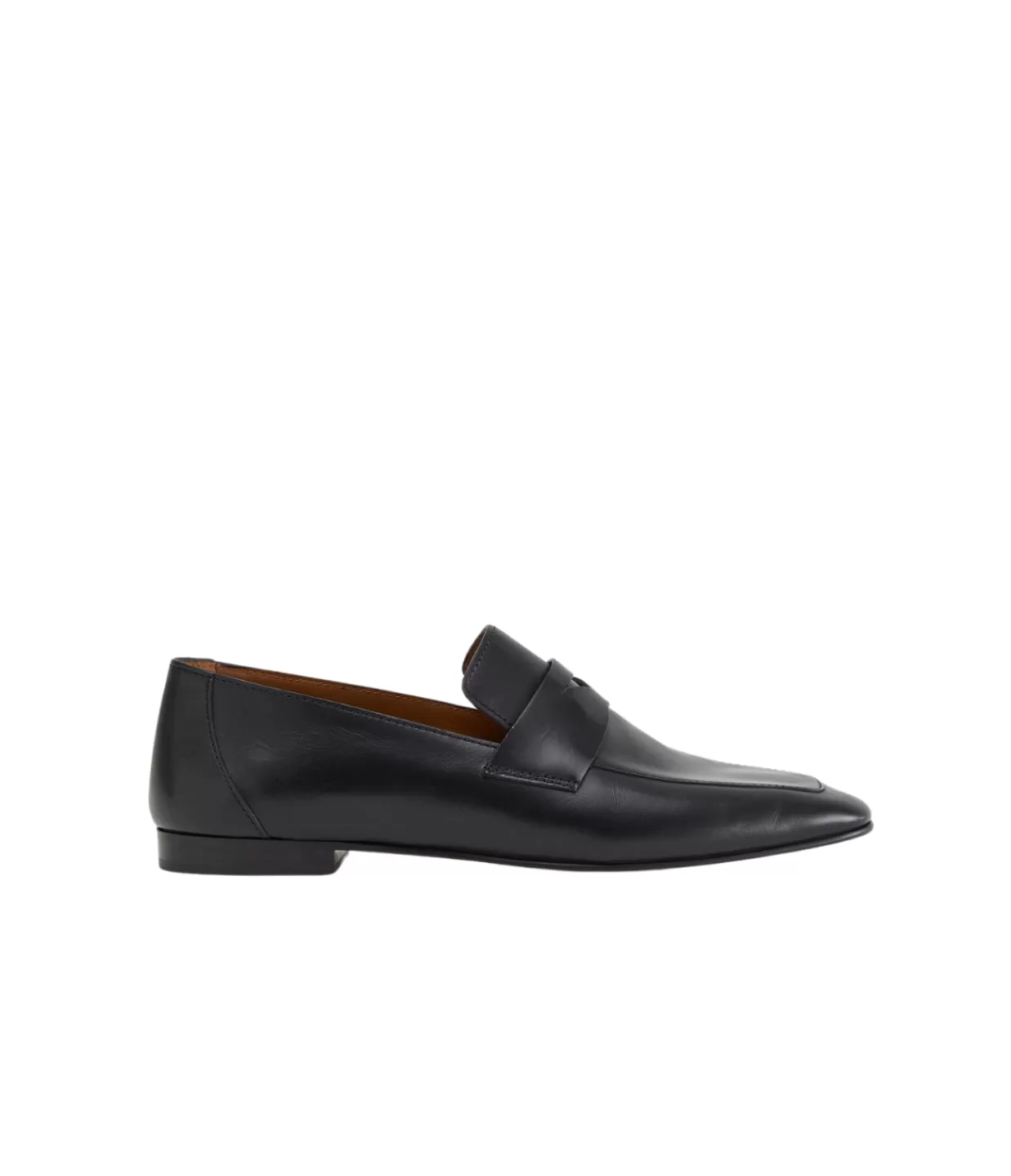 Fashion Classic Loafer In Black Leather Flat Shoes