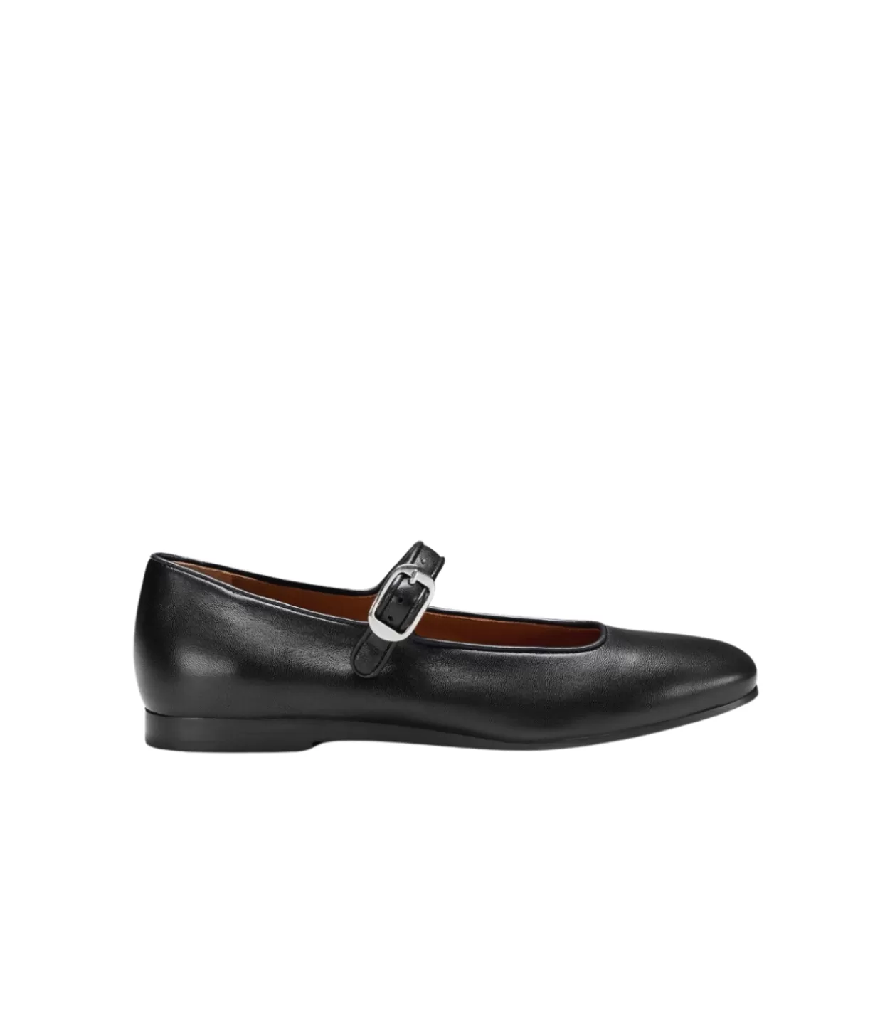 Cheap Classic Mary Jane In Black Leather Flat Shoes