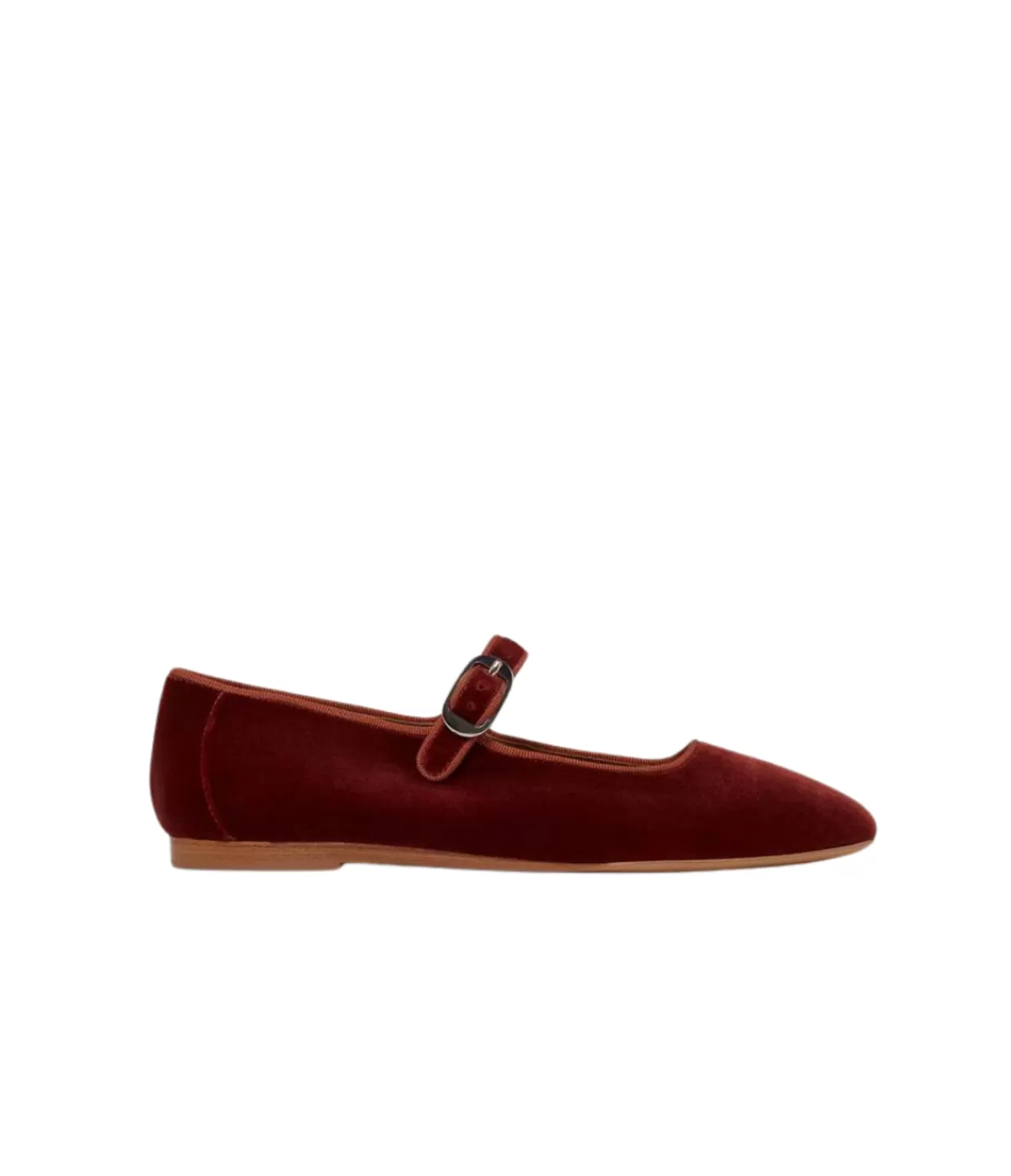 Store Classic Mary Jane In Red Velvet Flat Shoes