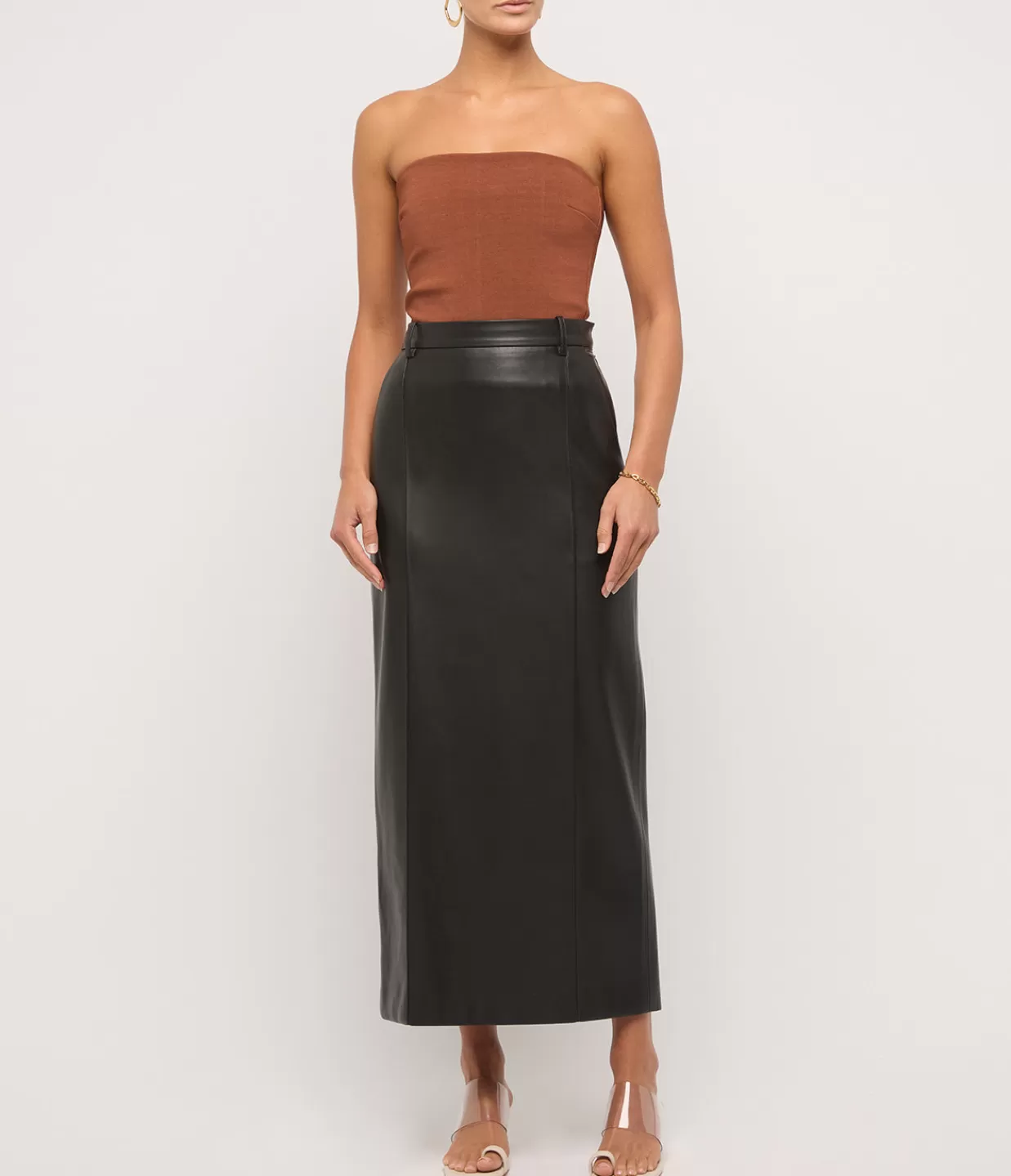 Shop Classico Leather Midi Skirt In Black Skirts