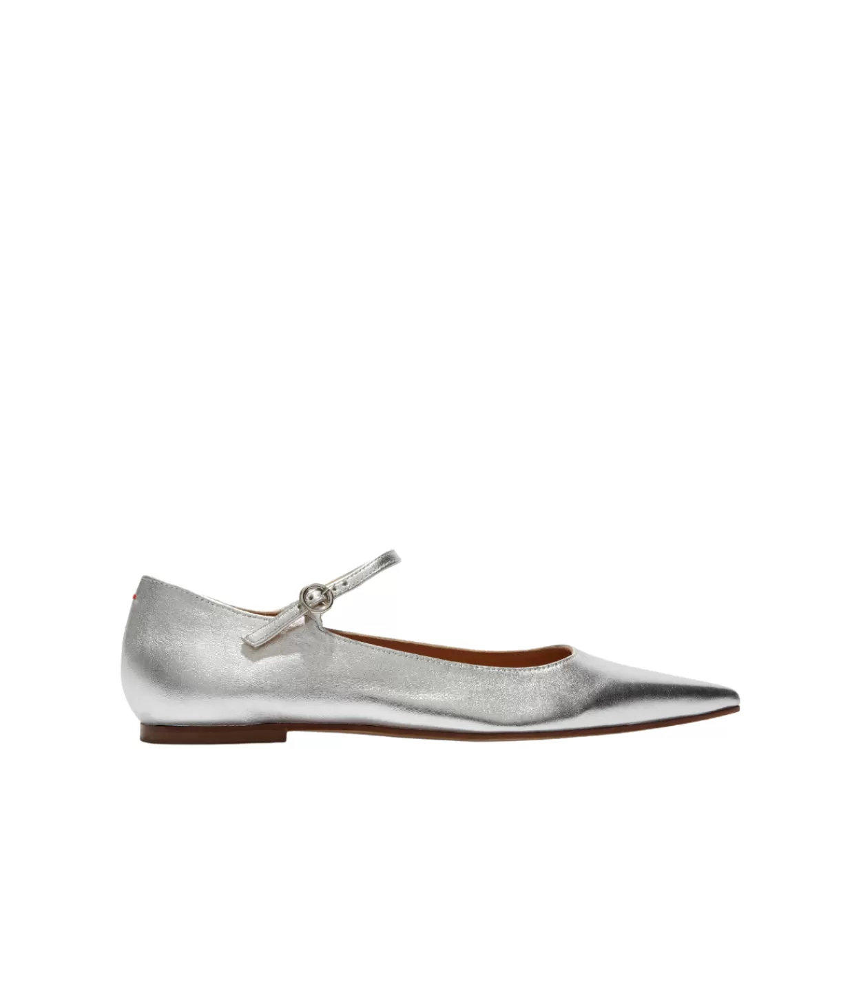 Store Cleo Nappa Flat In Silver Flat Shoes