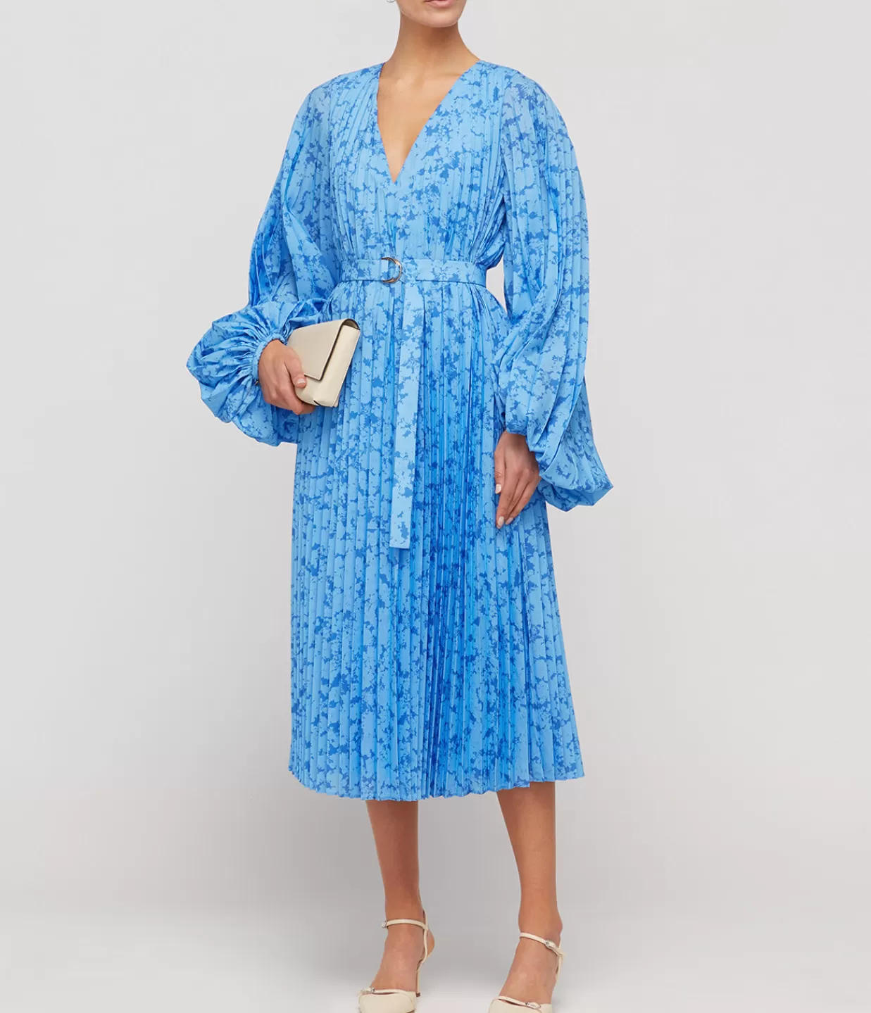 Best Clockhall Pleated Midi Dress In Blue Iris Print Dresses