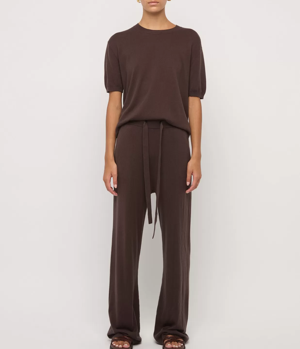 Online Cotton Cashmere Wide Leg Pant In Chocolate Pants