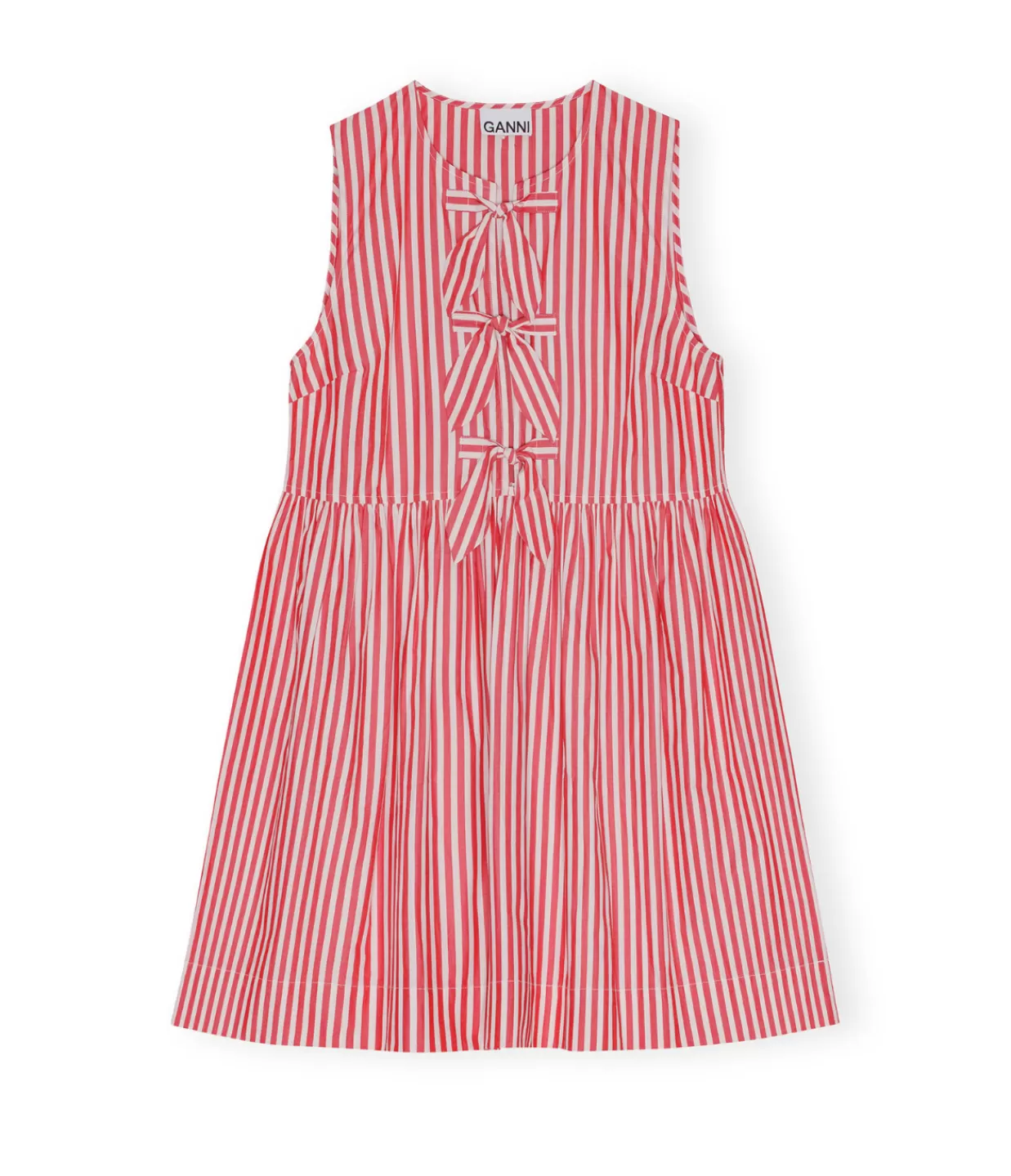 Cheap Cotton Mini Bow Tie Dress In Red And White Stripe Dresses