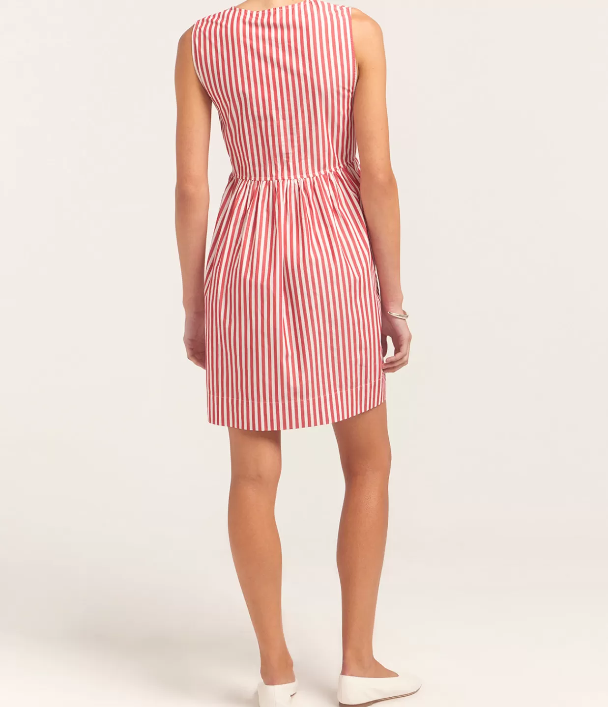 Cheap Cotton Mini Bow Tie Dress In Red And White Stripe Dresses