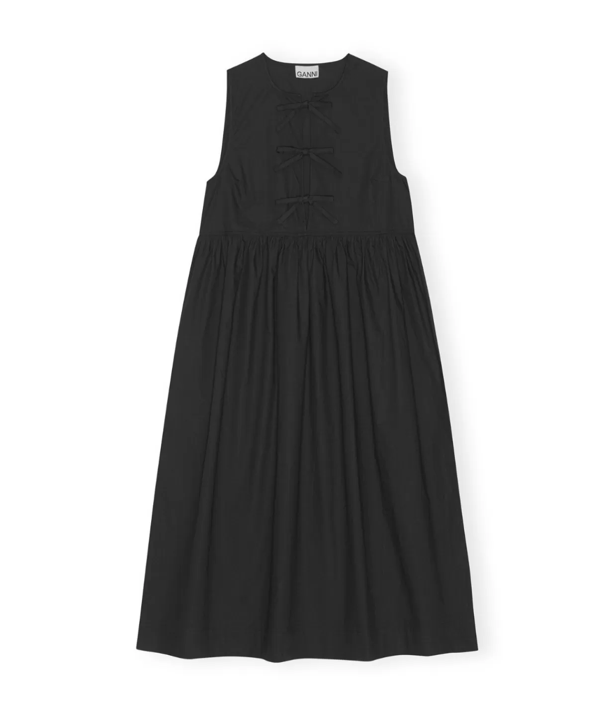 Shop Cotton Poplin Midi Dress In Black Dresses