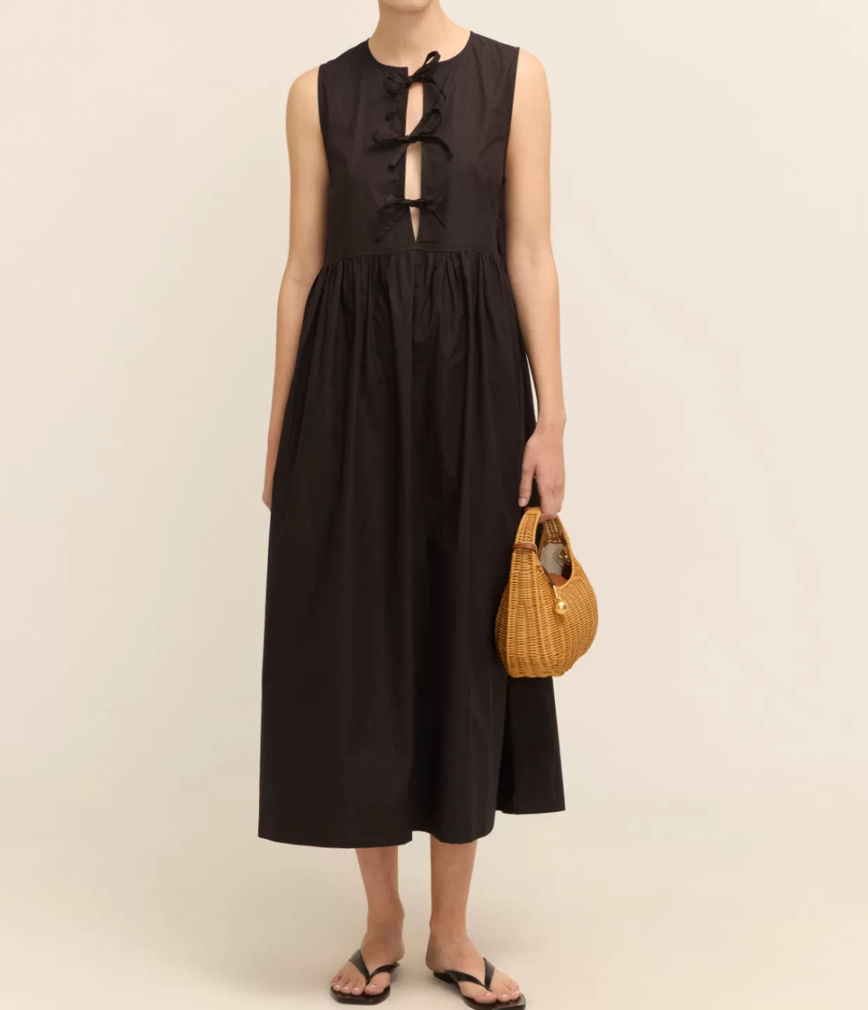 Shop Cotton Poplin Midi Dress In Black Dresses