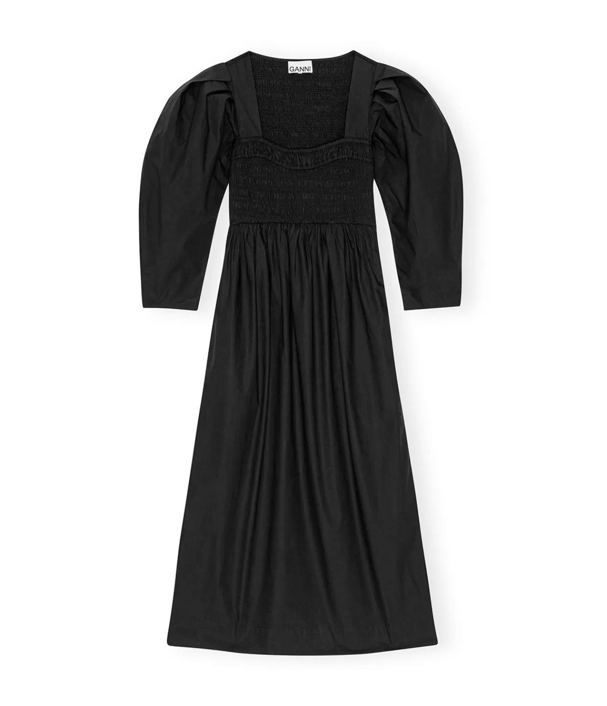 Best Cotton Poplin Smock Dress In Black Dresses