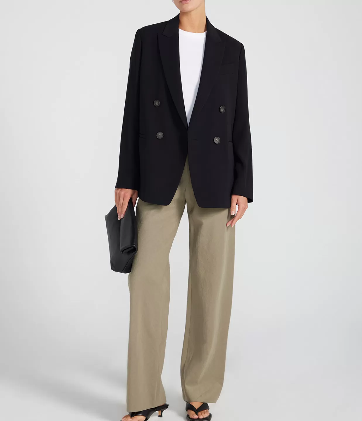 Cheap Crepe Double Breasted Blazer In Black Jackets & Outerwear