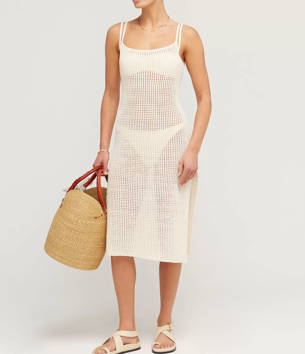 Flash Sale Crochet Scoop Neck Dress In Milk Dresses