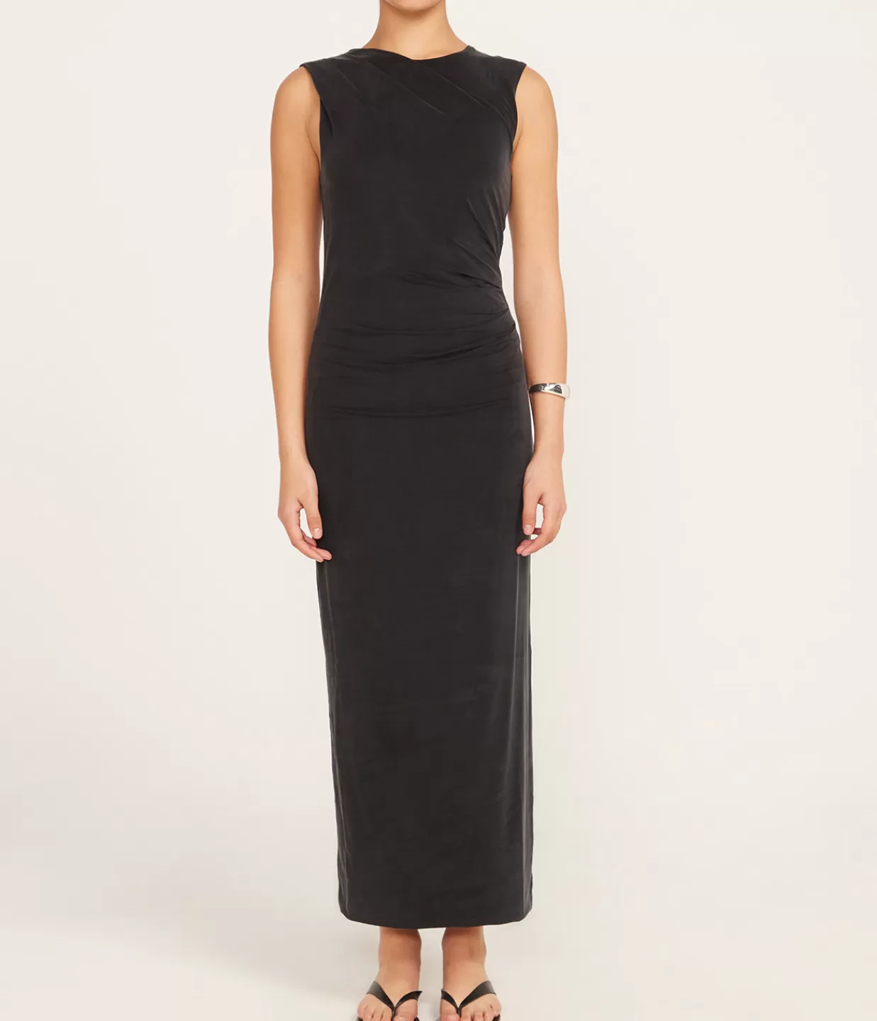 Store Cupro Jersey Drape Dress In Black Dresses