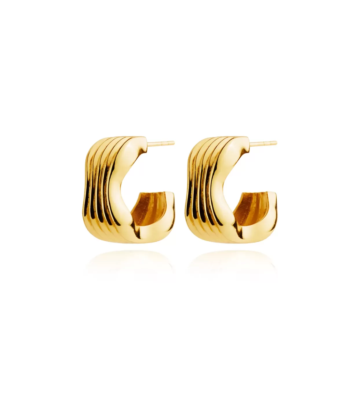 Fashion Curved Ribbed Hoop Earrings In Gold Jewellery | Earrings