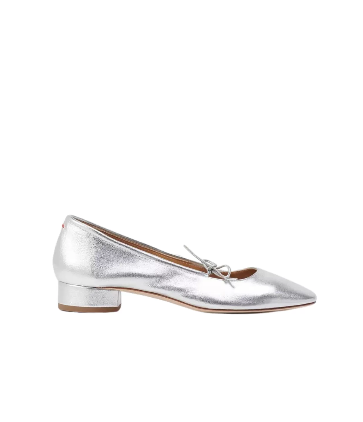 Cheap Darya Leather Ballet Pump In Silver Heels & Pumps