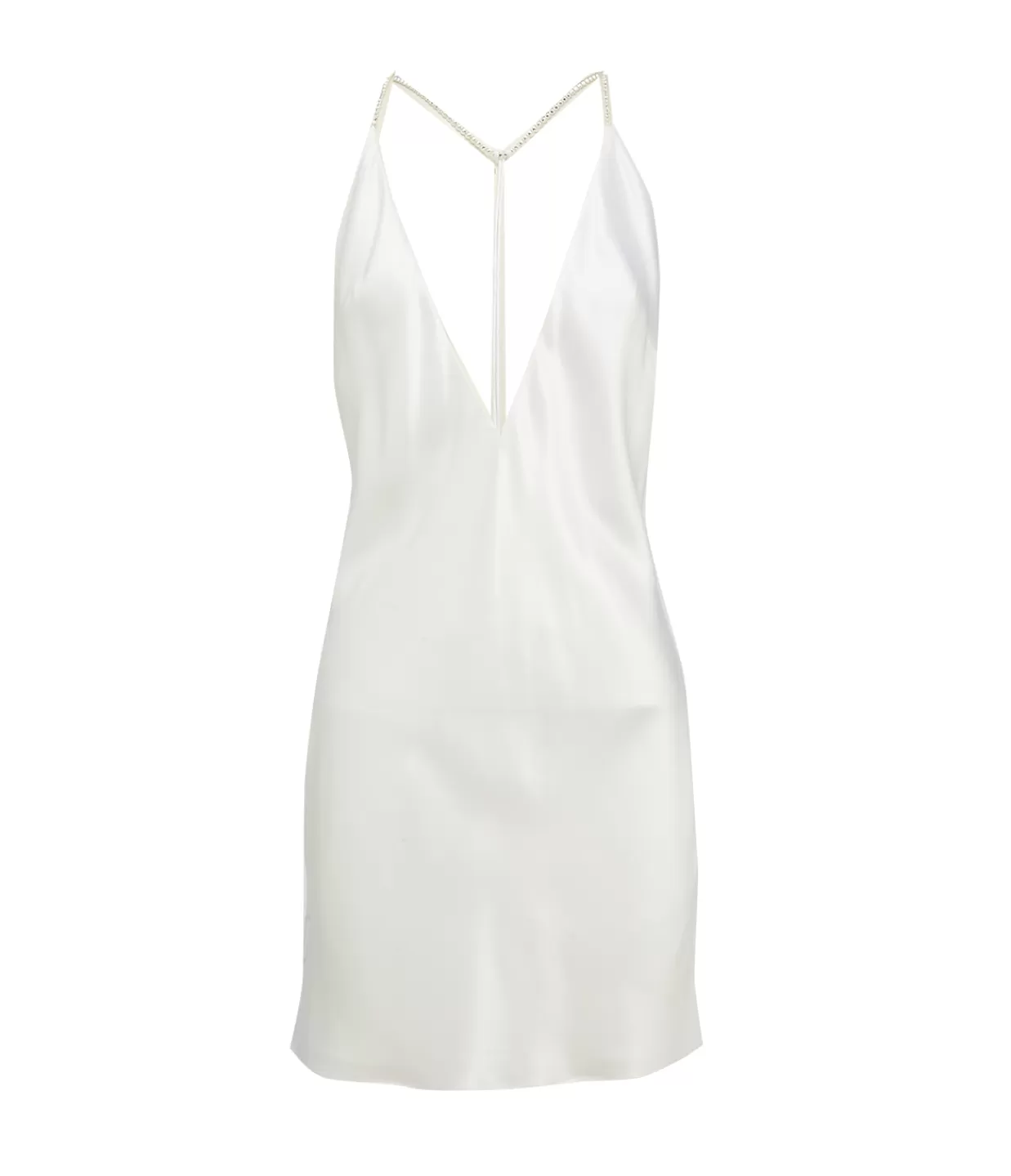 New Deep V-Neckline Mini Dress In White Dresses