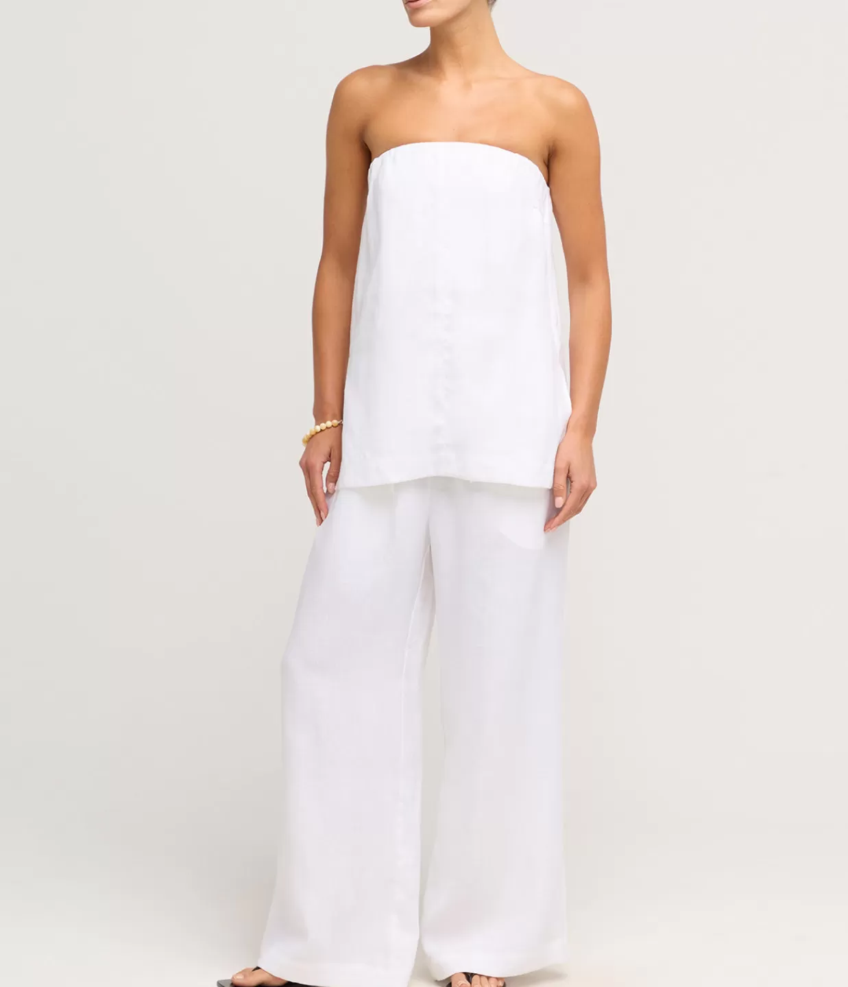 Best Delphi Organic Linen Drawstring Pant In White Pants