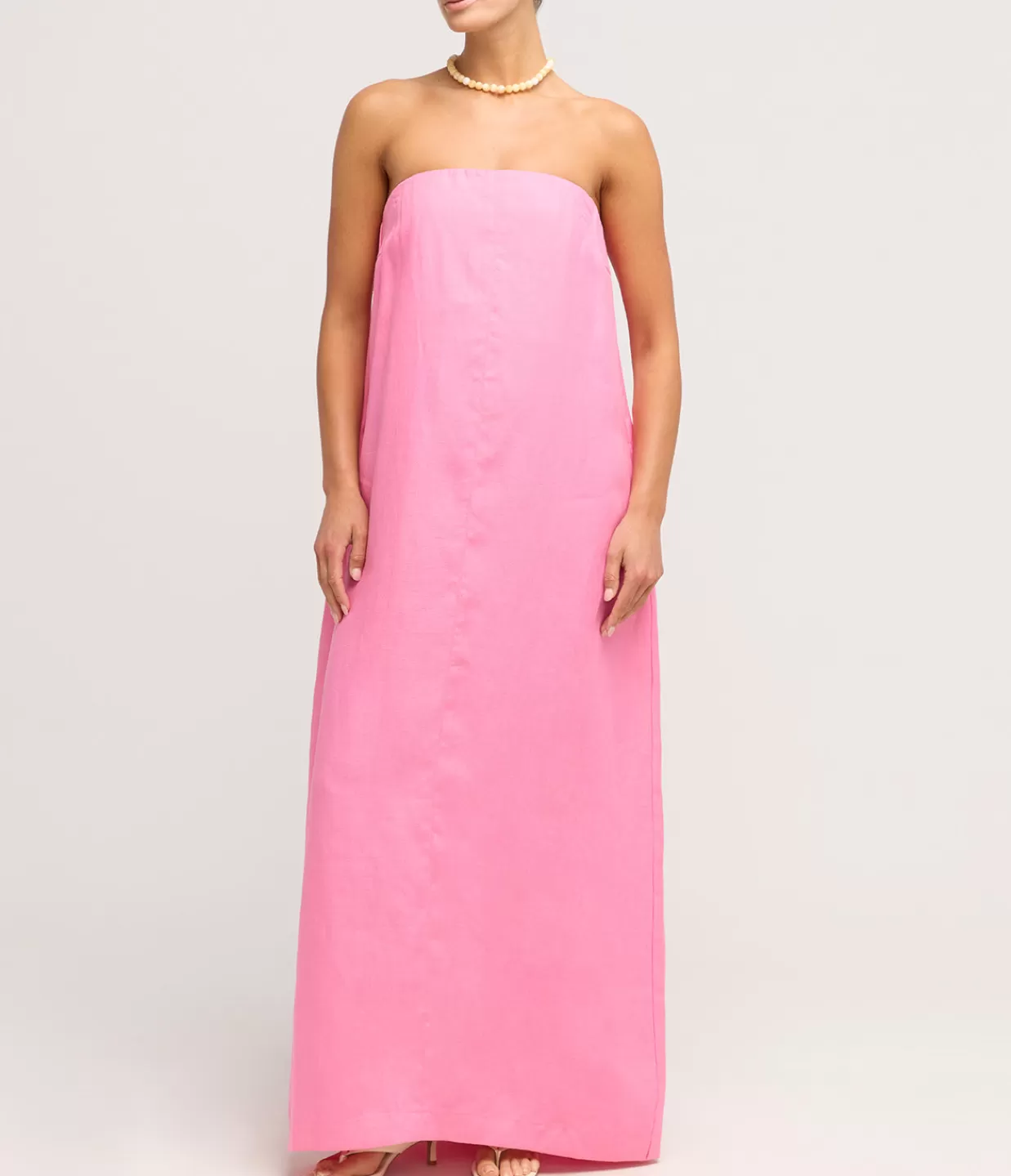 Clearance Delphi Organic Linen Strapless Dress In Rose Dresses