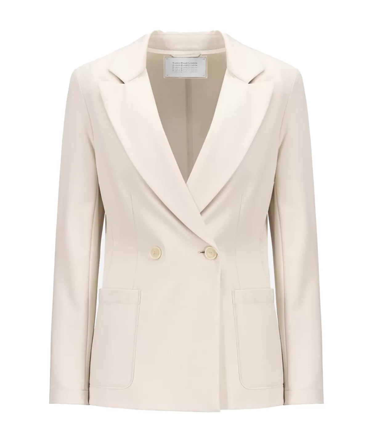 Store Double Breasted Blazer With Shoulder Pads In Ivory Jackets & Outerwear