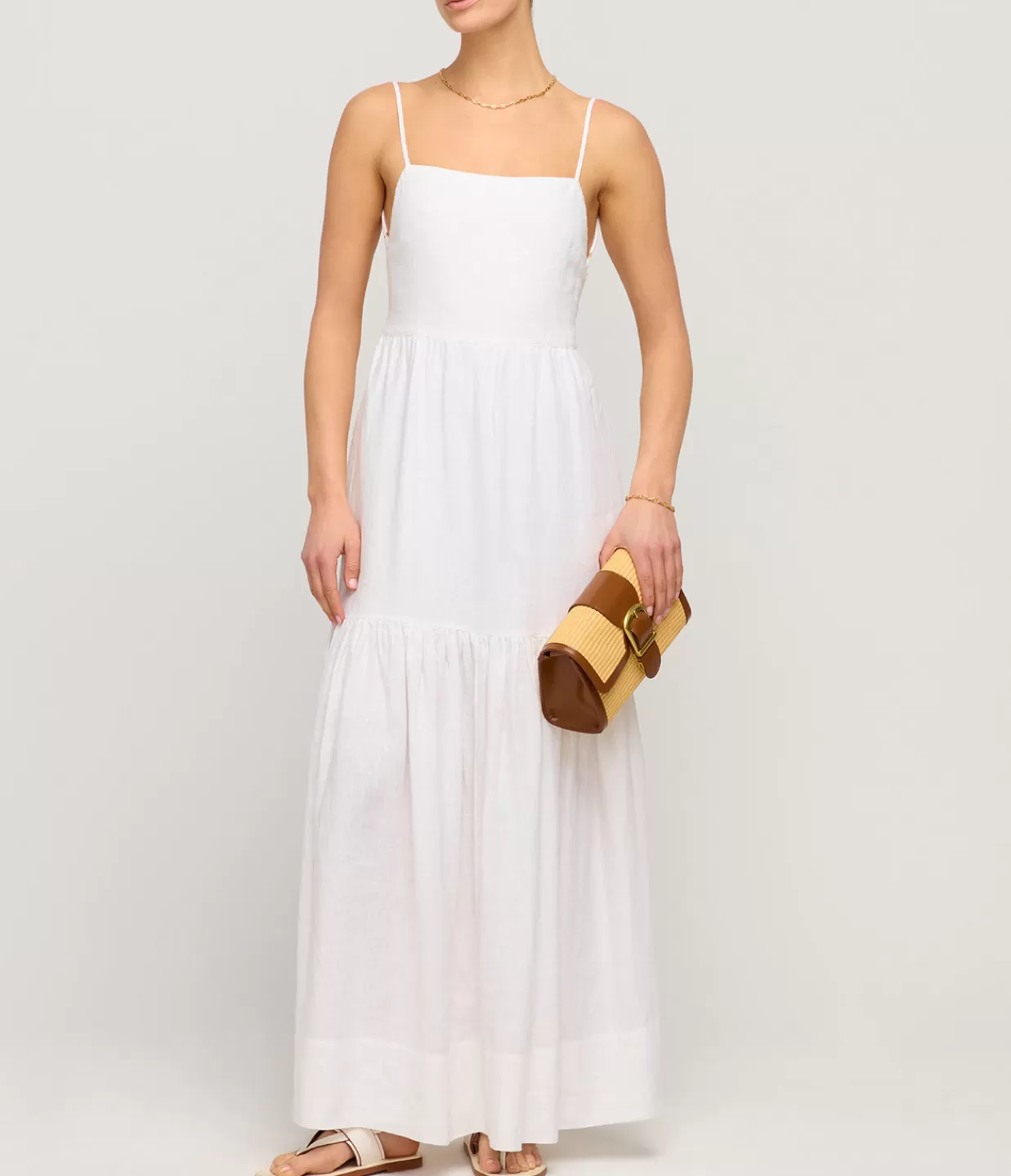 Store Ellie Linen Maxi Dress In Ivory Dresses