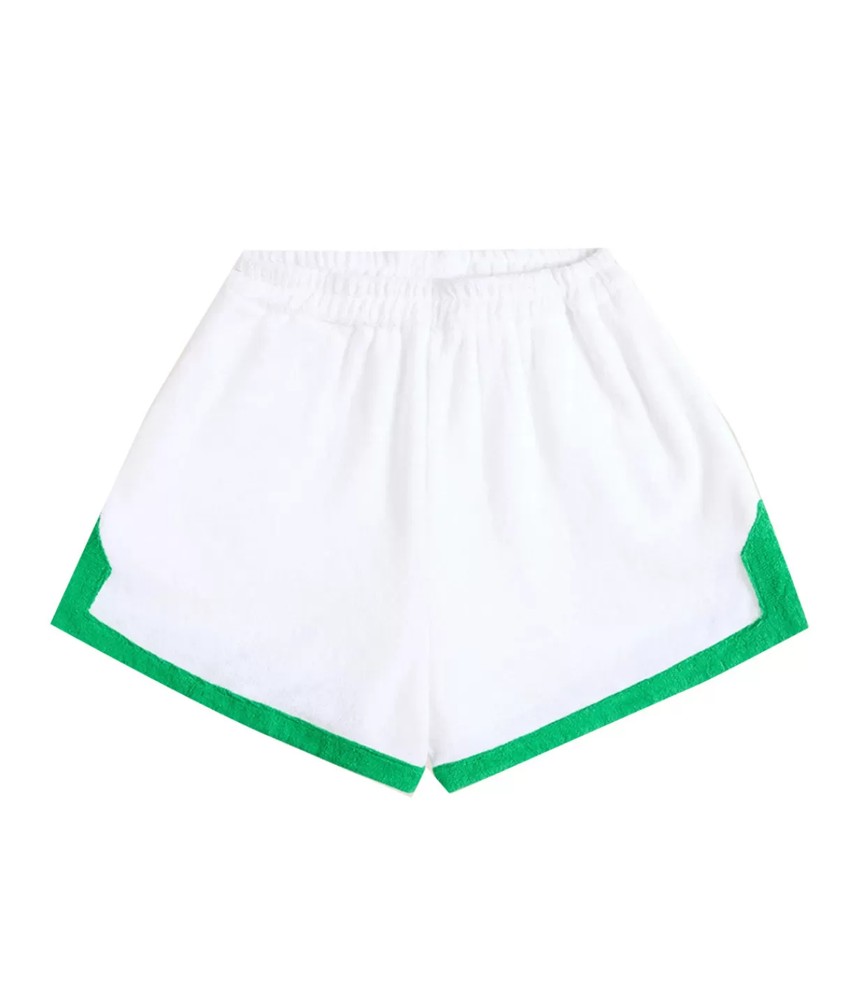 Discount Estate Towelling Short In Bianco With Verde Trim Shorts