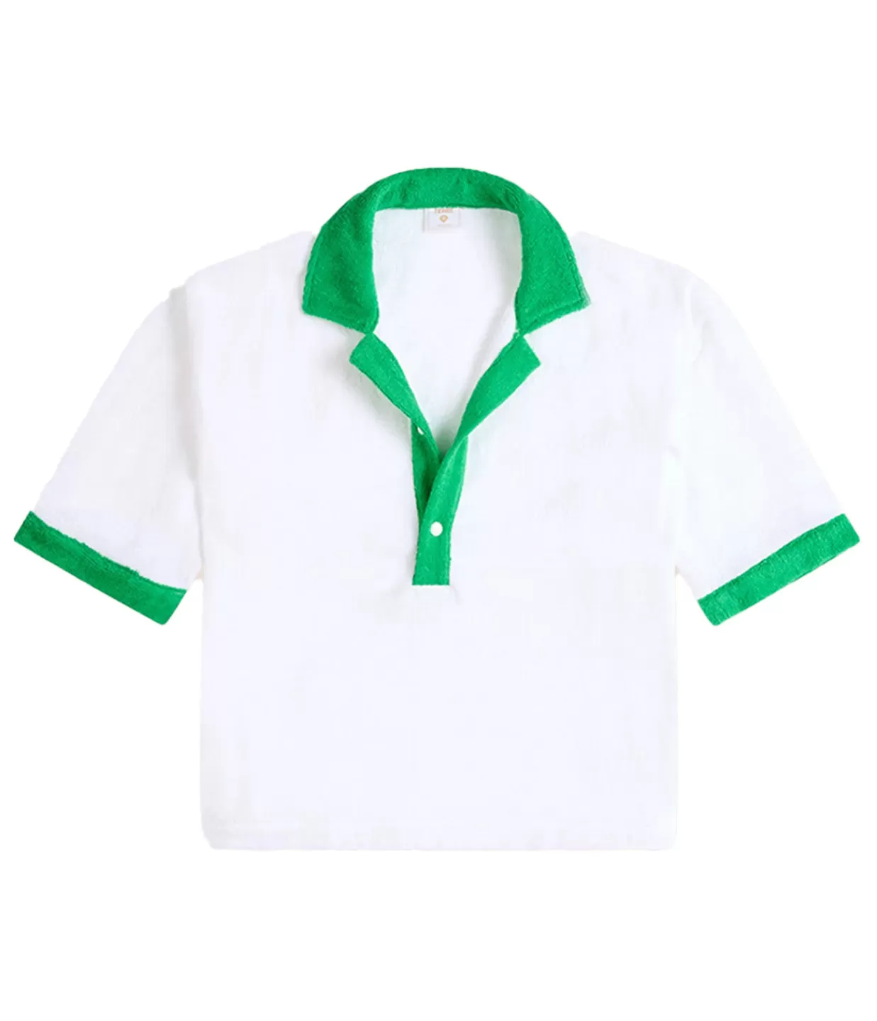 Fashion Estate Towelling Tee In Bianco With Verde Trim Tops