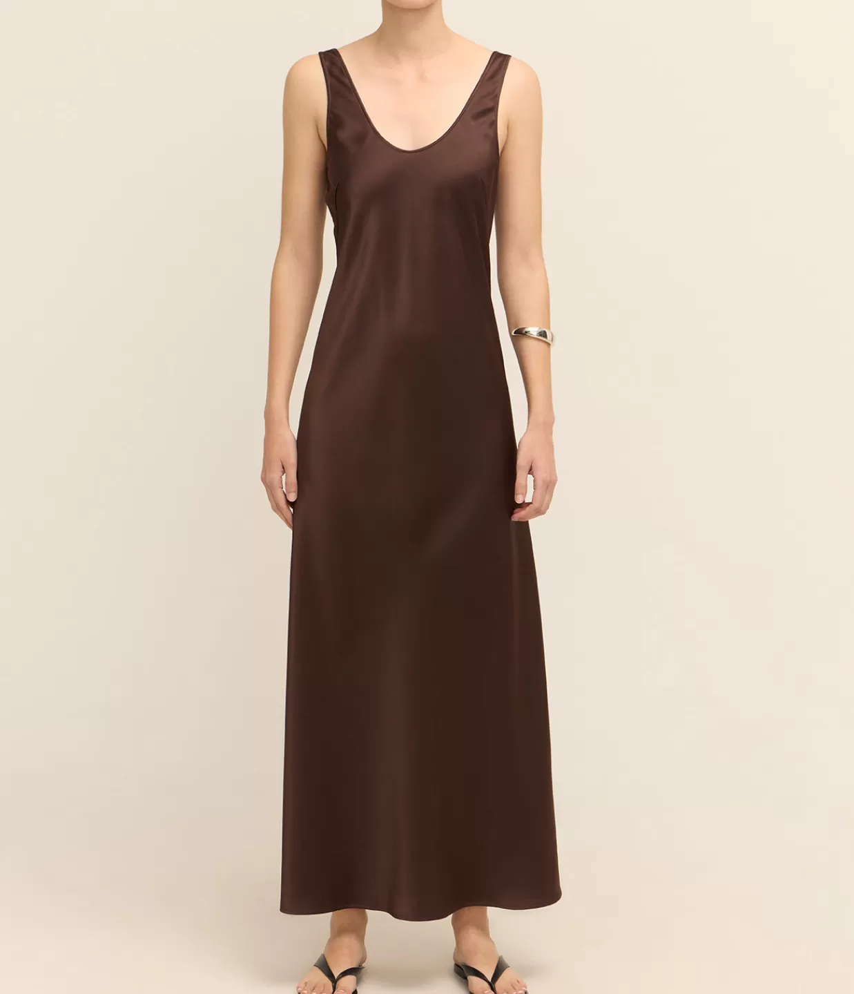 Sale Esther Satin Dress In Chocolate Dresses