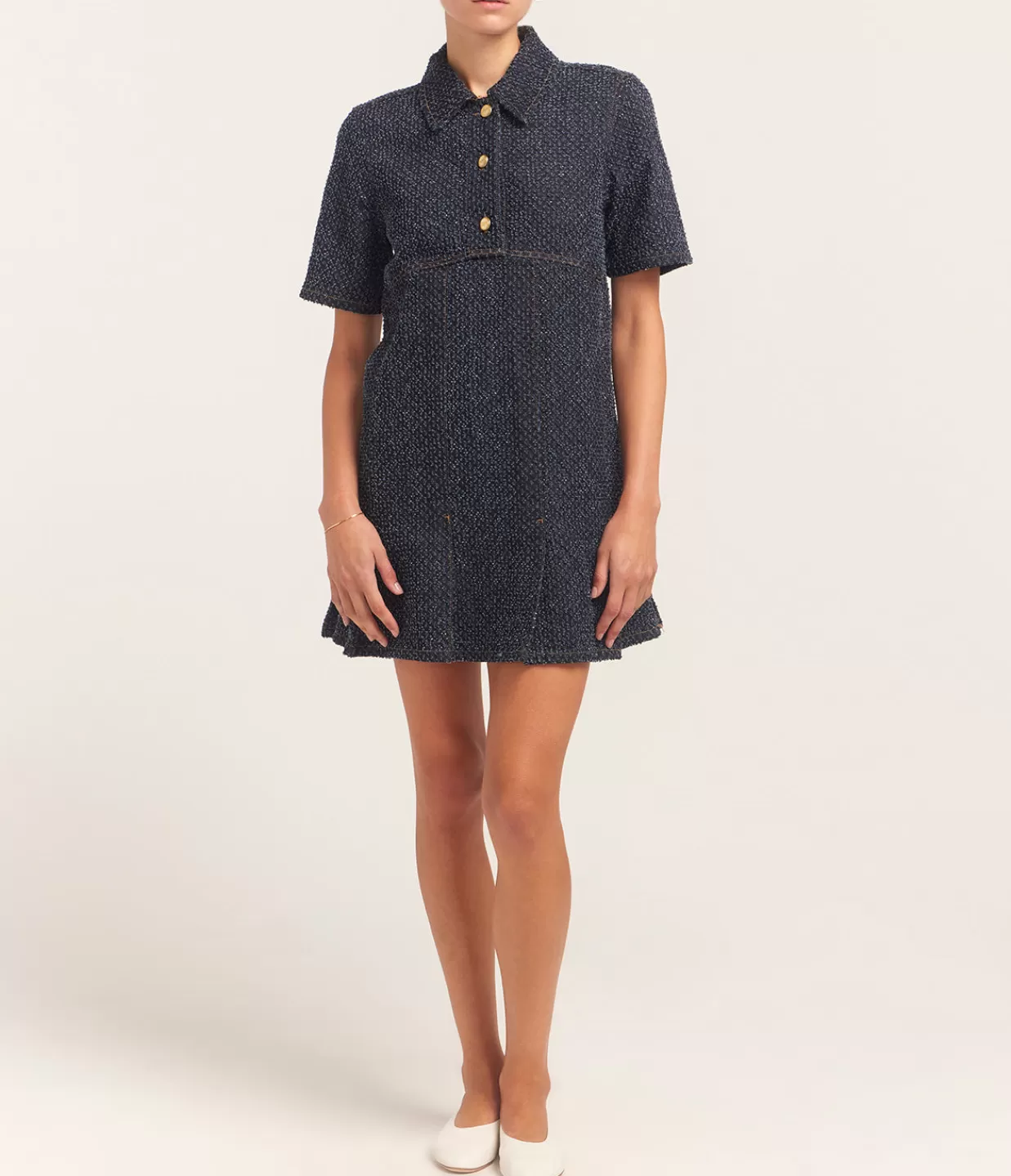 New Fluffy Denim Mini Dress In Rinse Dresses