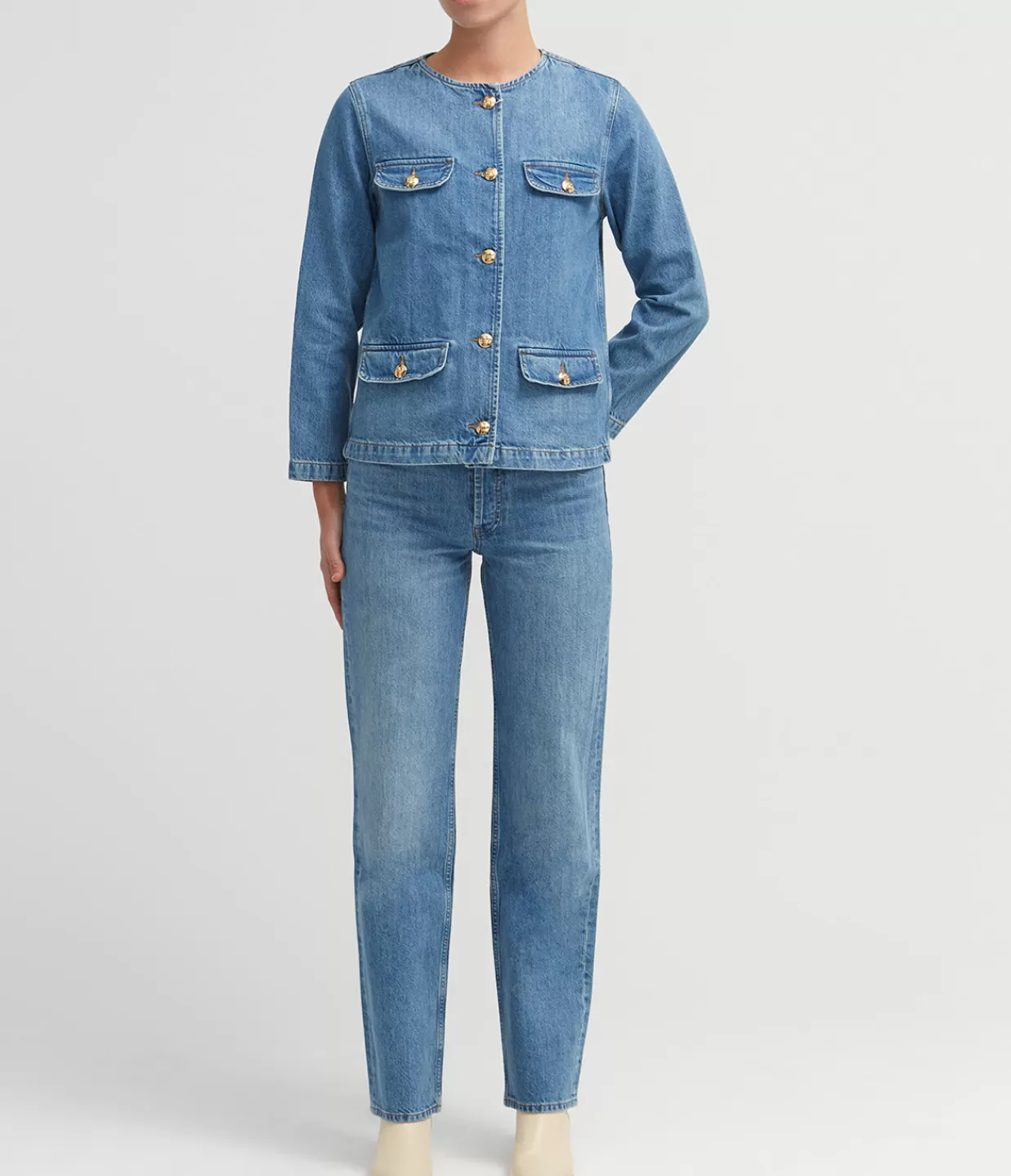 Shop Gavin Long Jean In Atlantic Blue Denim