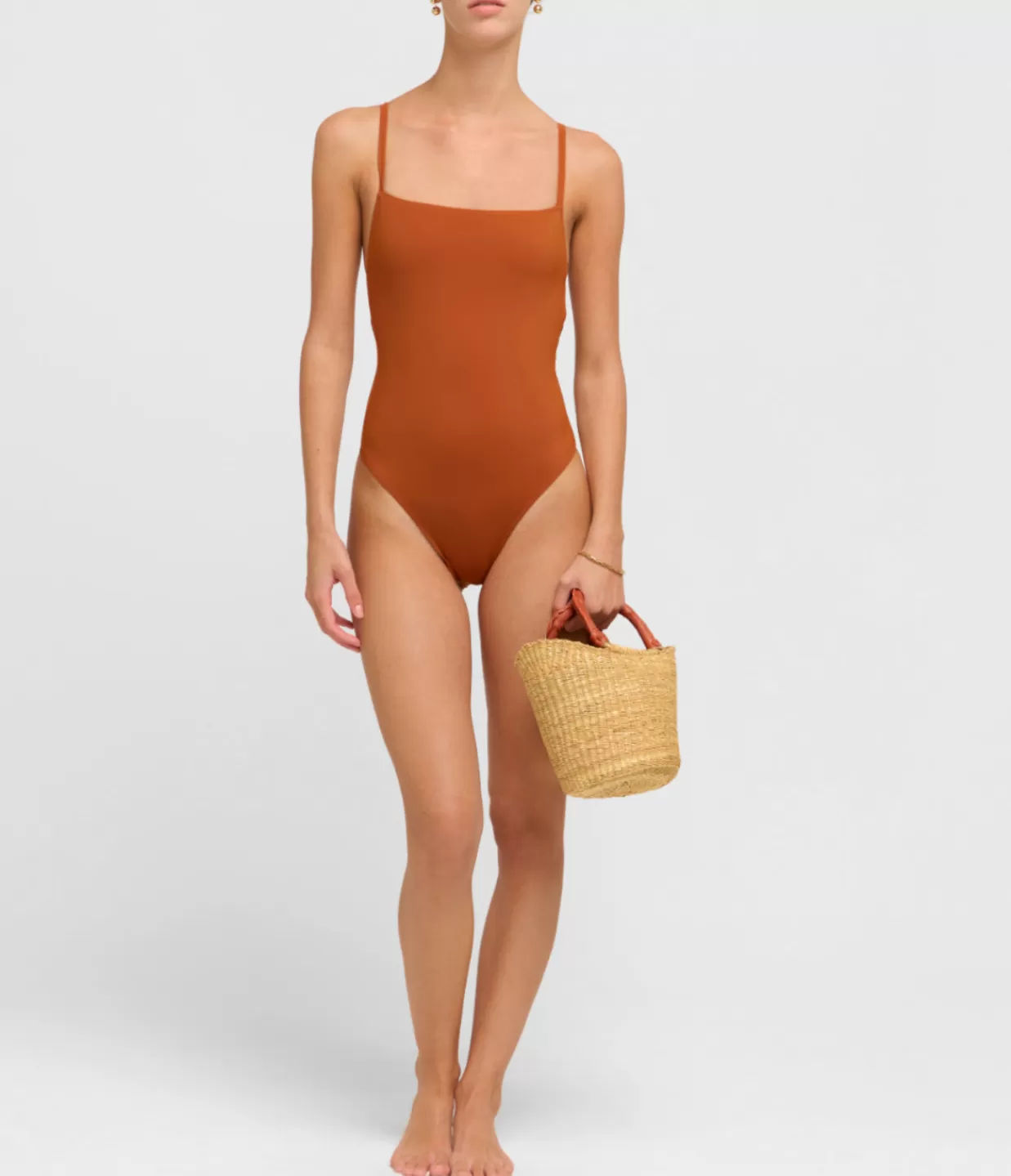 Cheap Geometrical One Piece In Terracotta Swim & Resortwear