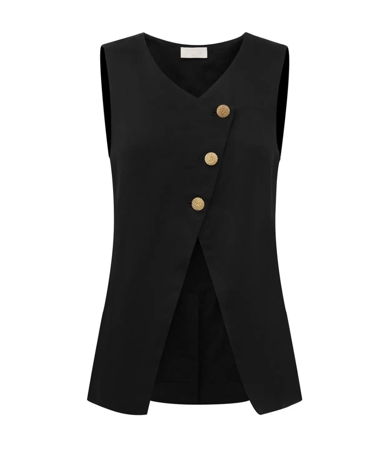 Hot Gigi Asymmetric Vest In Black Tops